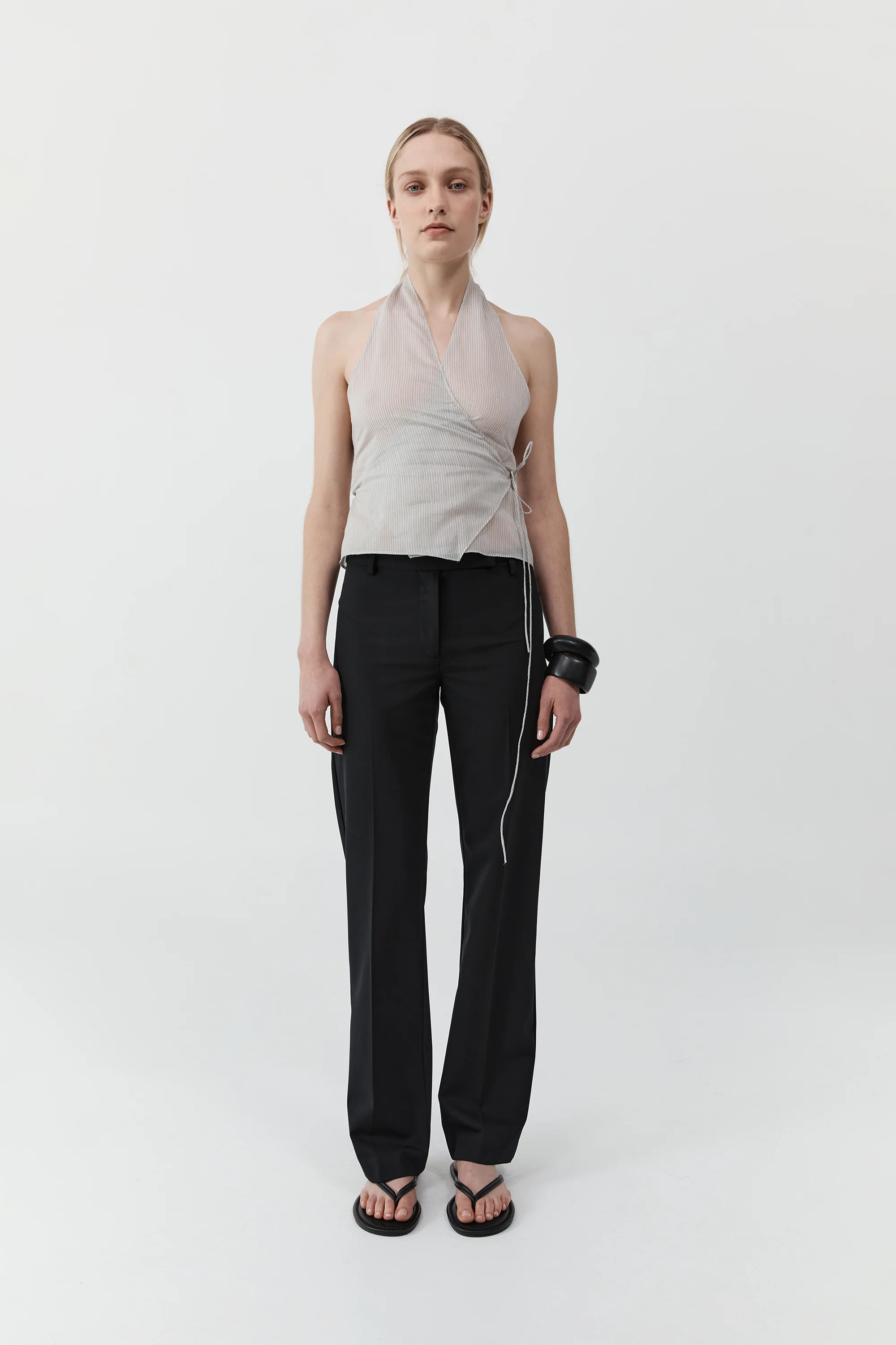 Sheer Stripe Wrap Top - Sheer Stripe