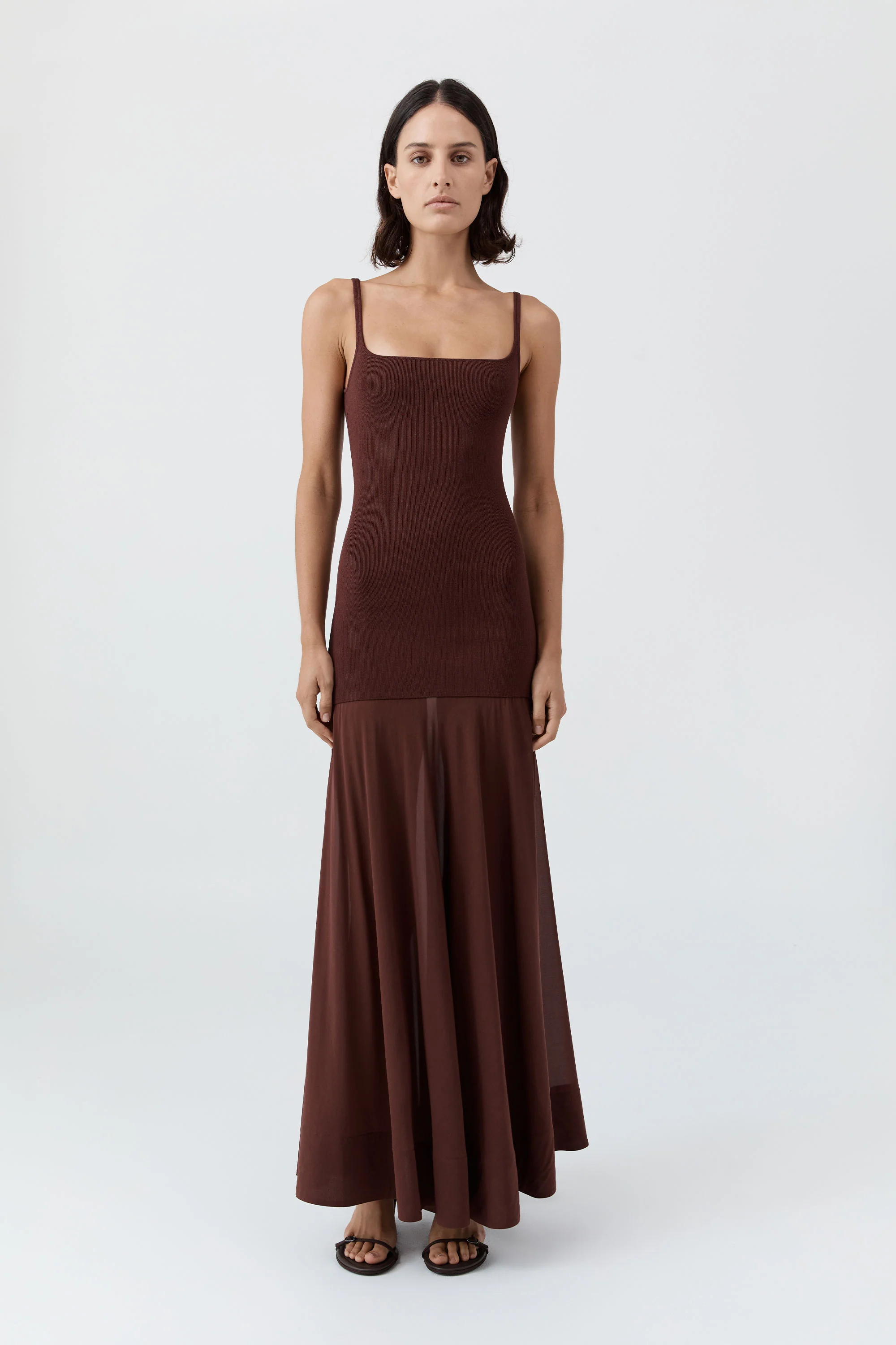 Sheer Silk Circle Hem Dress - Liqueur