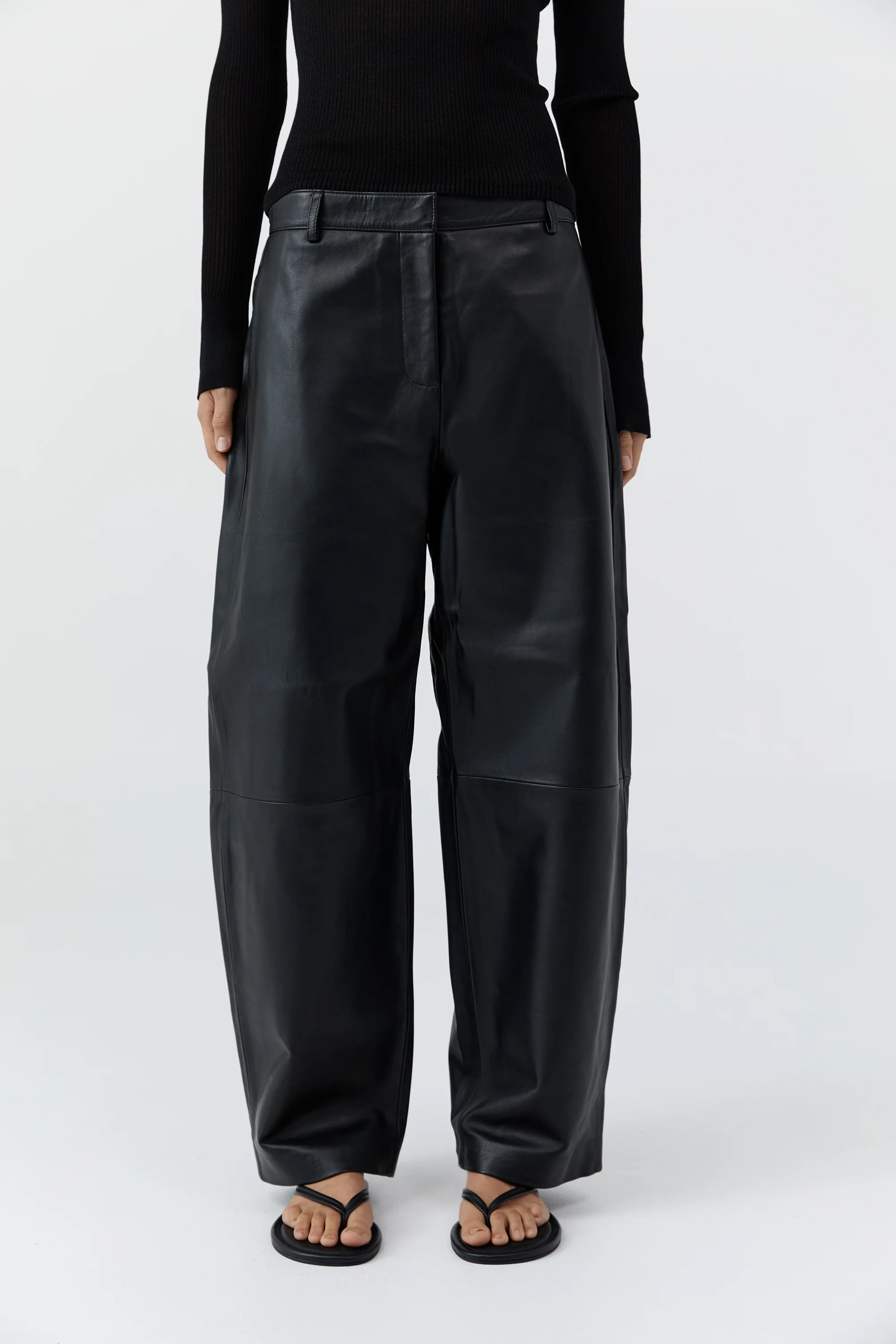 Leather Balloon Pants - Black