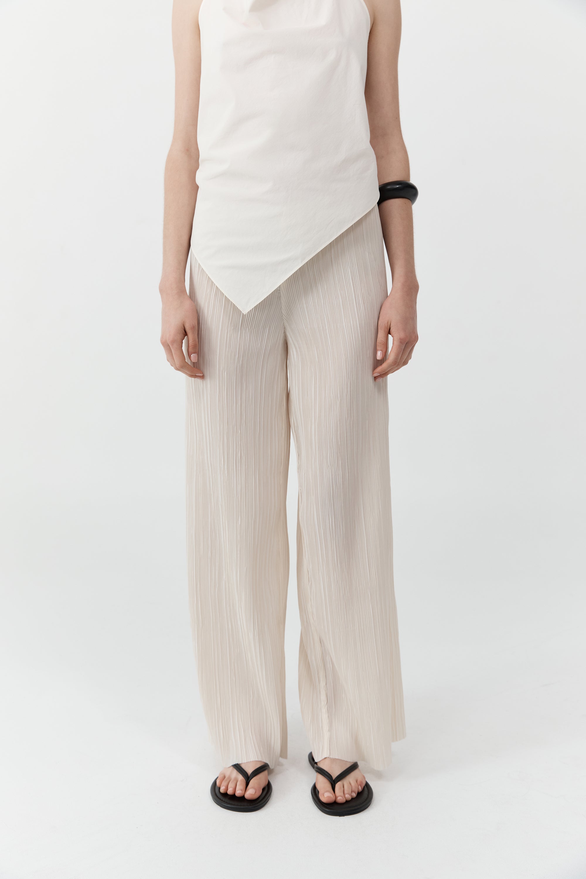 Mini Pleat Pants - Oyster