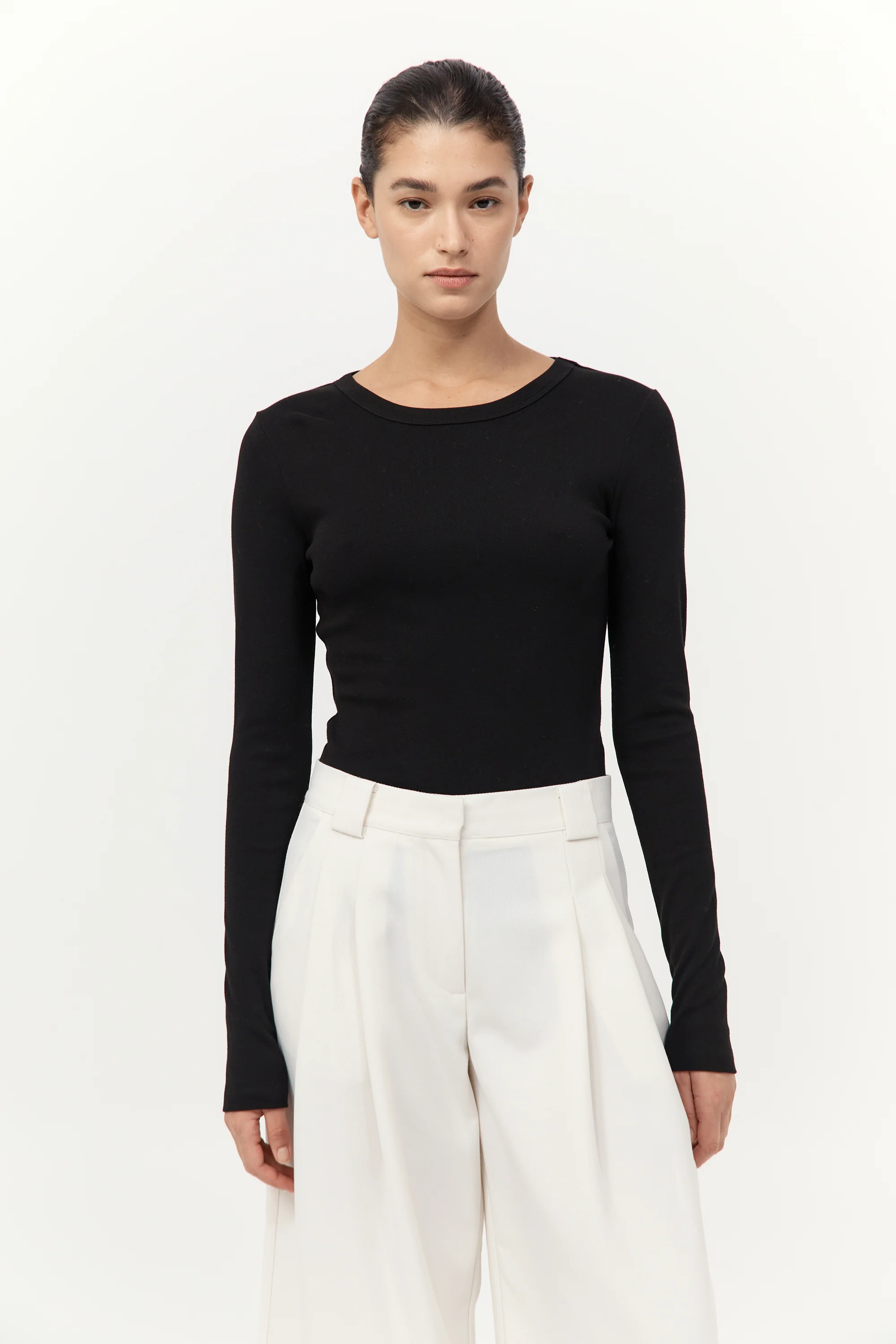 Organic Cotton Long Sleeve Top - Jet Black