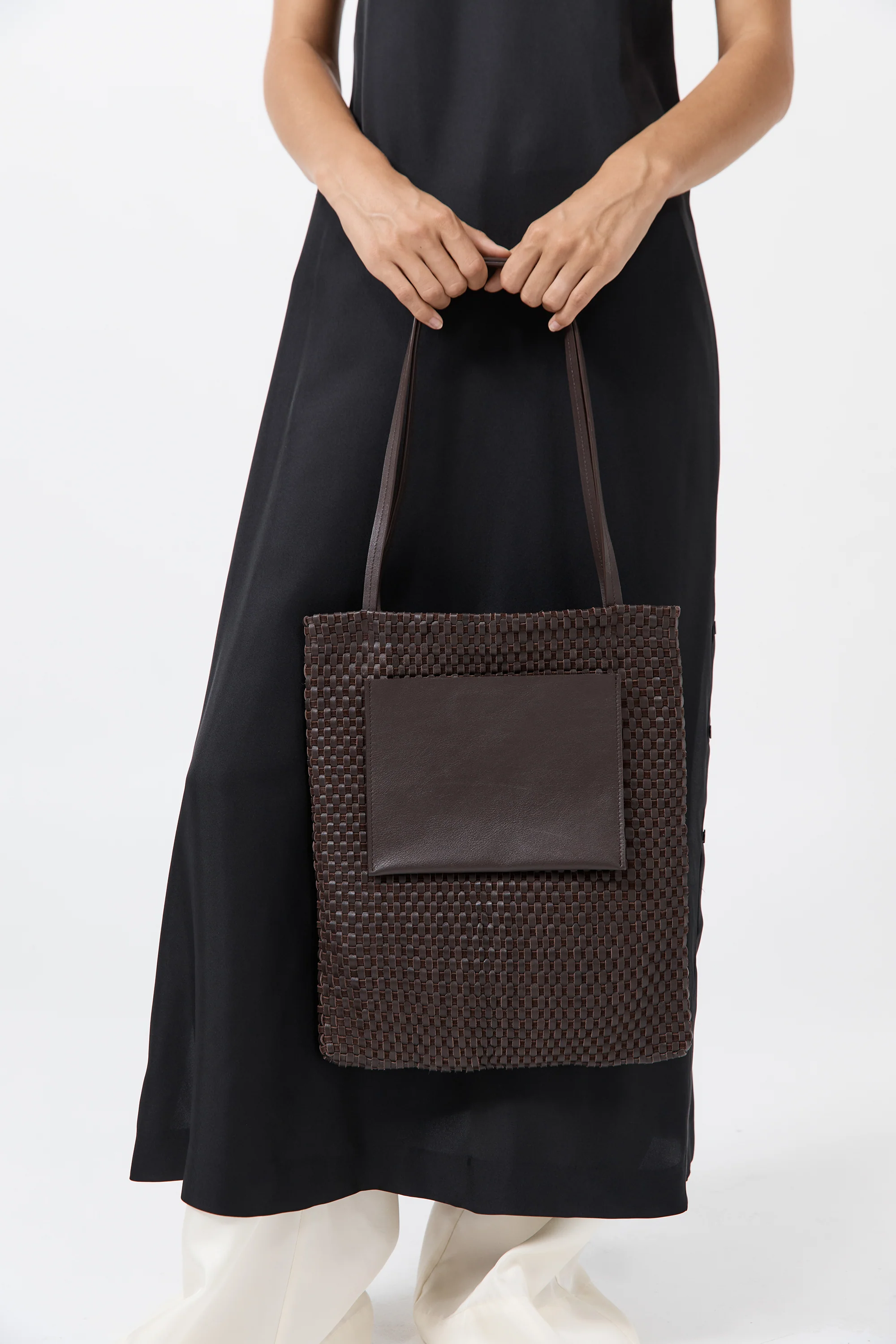 Lattice Contrast Tote - Coffee