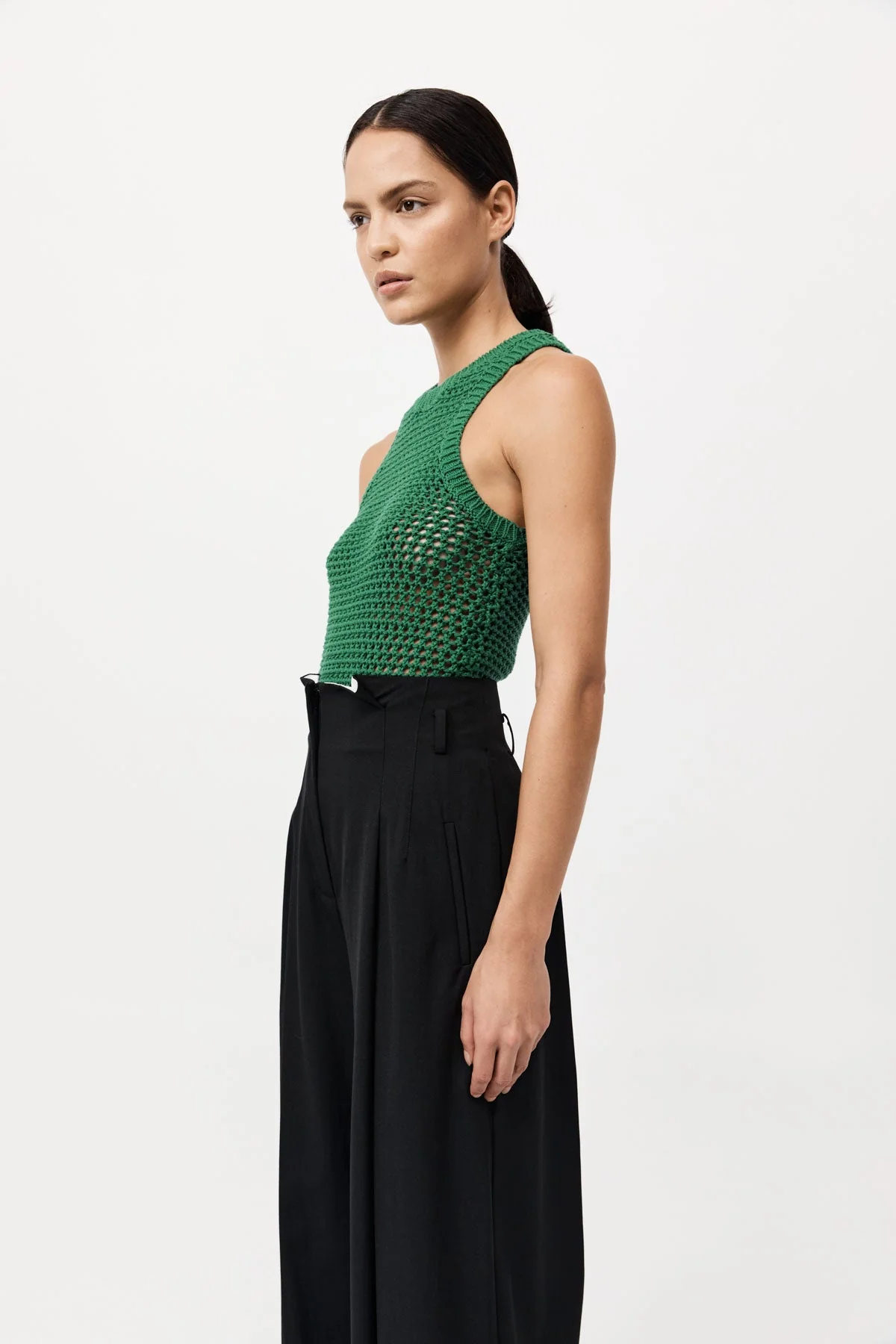 Cotton Crochet Tank - Verde