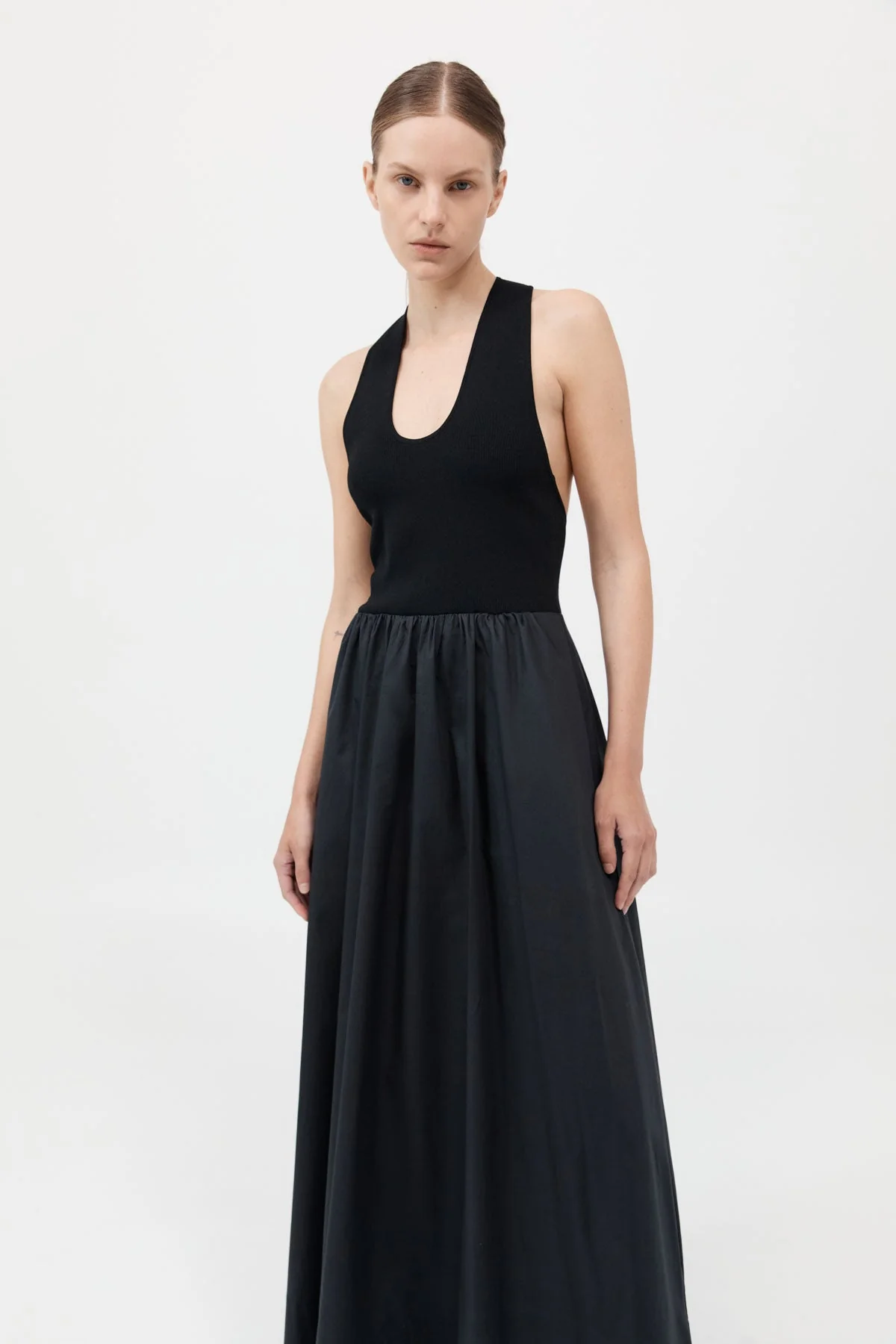 Plunge Neck Dress - Black