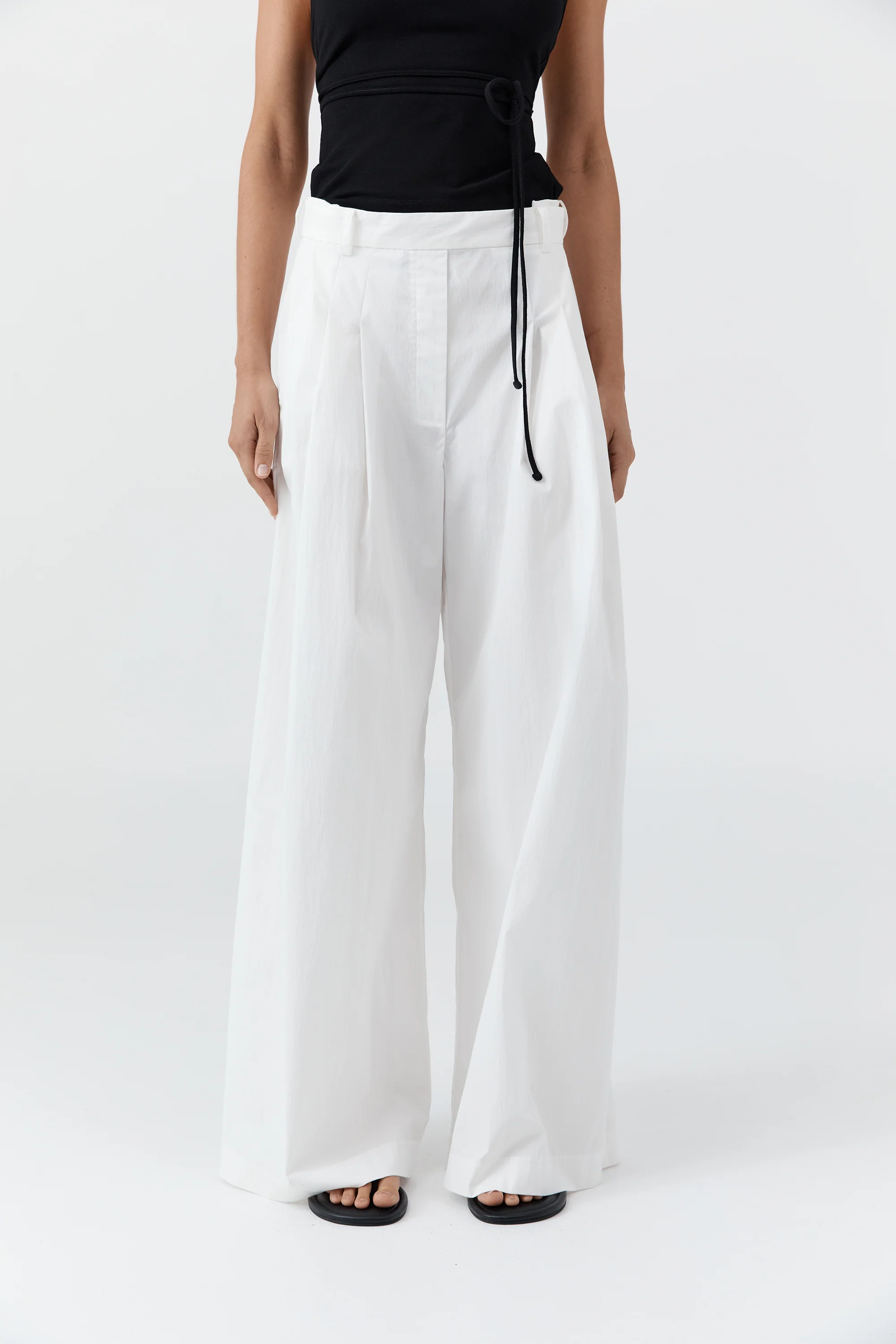 Adjustable Palazzo Pants - White