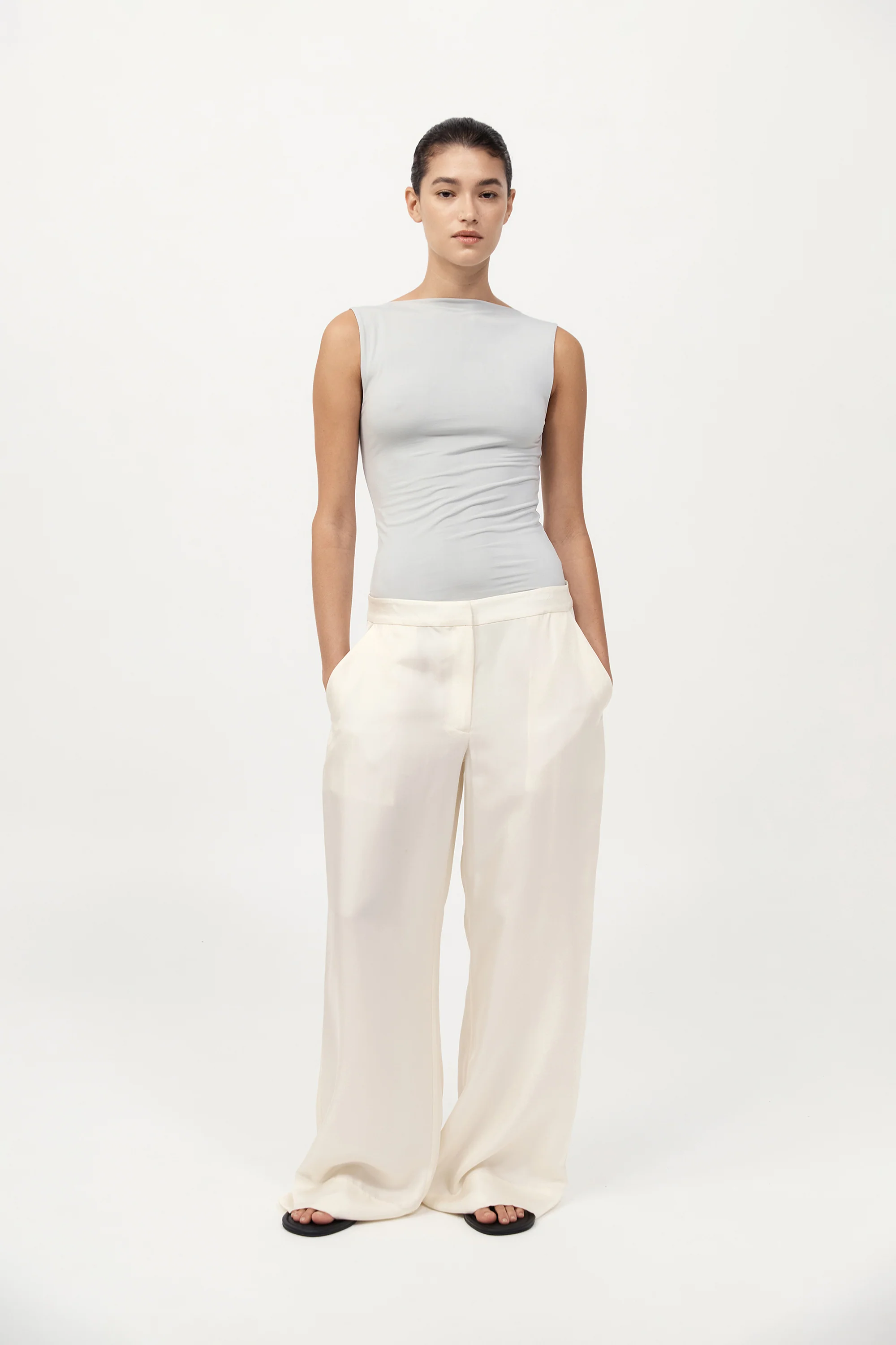 Cupro Jersey Top - Silver