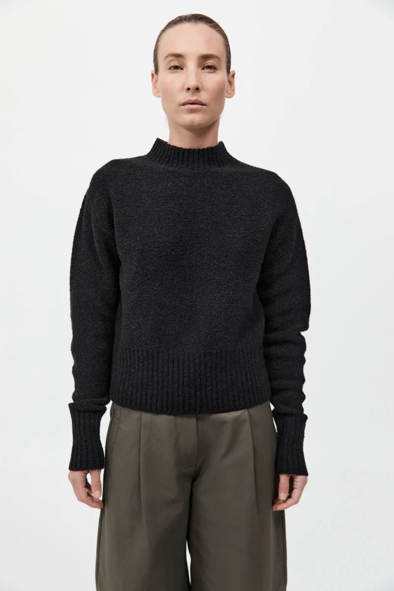 Boucle Wool Jumper - Black