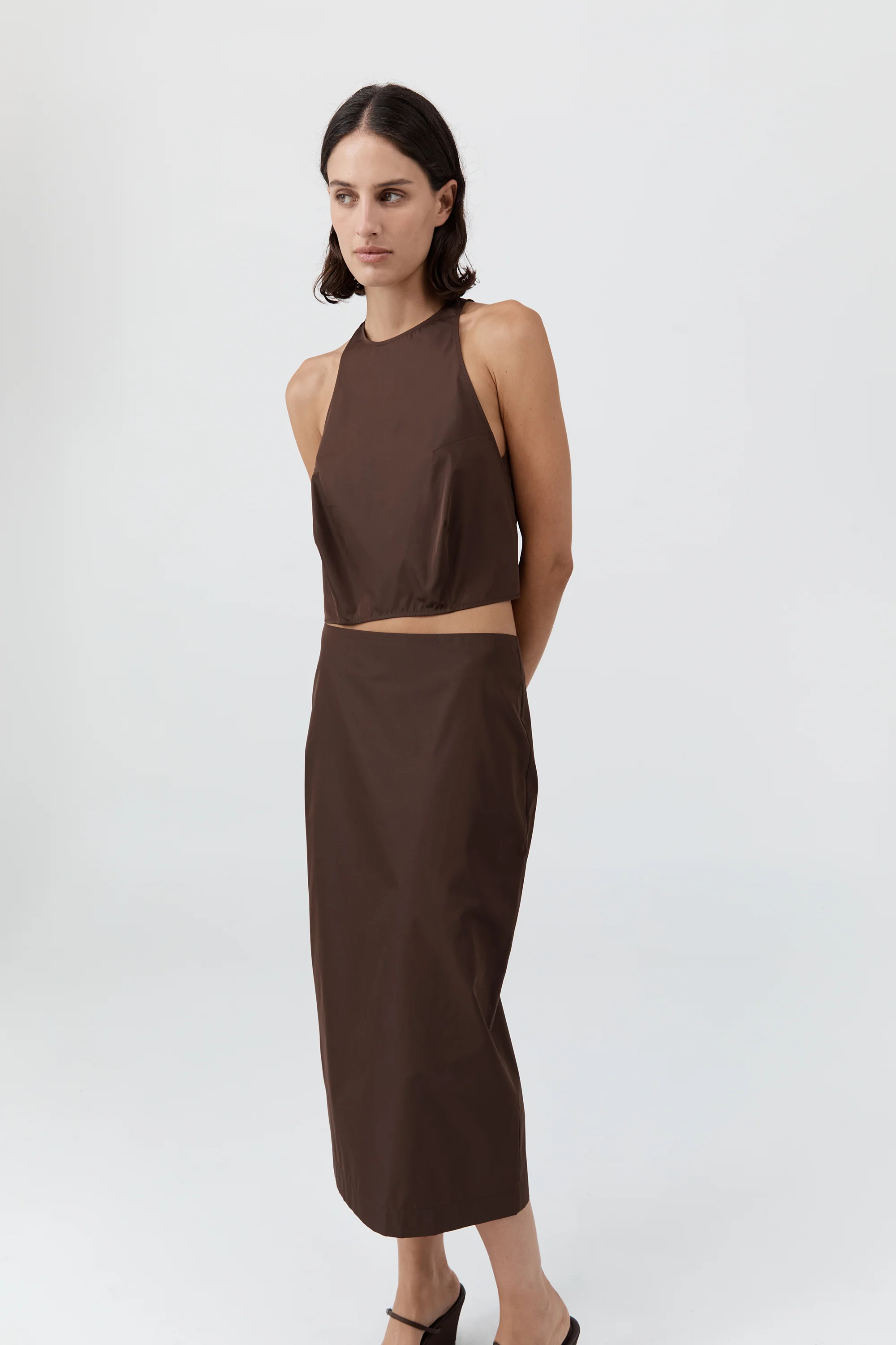 Paper Taffeta Column Skirt - Mocha