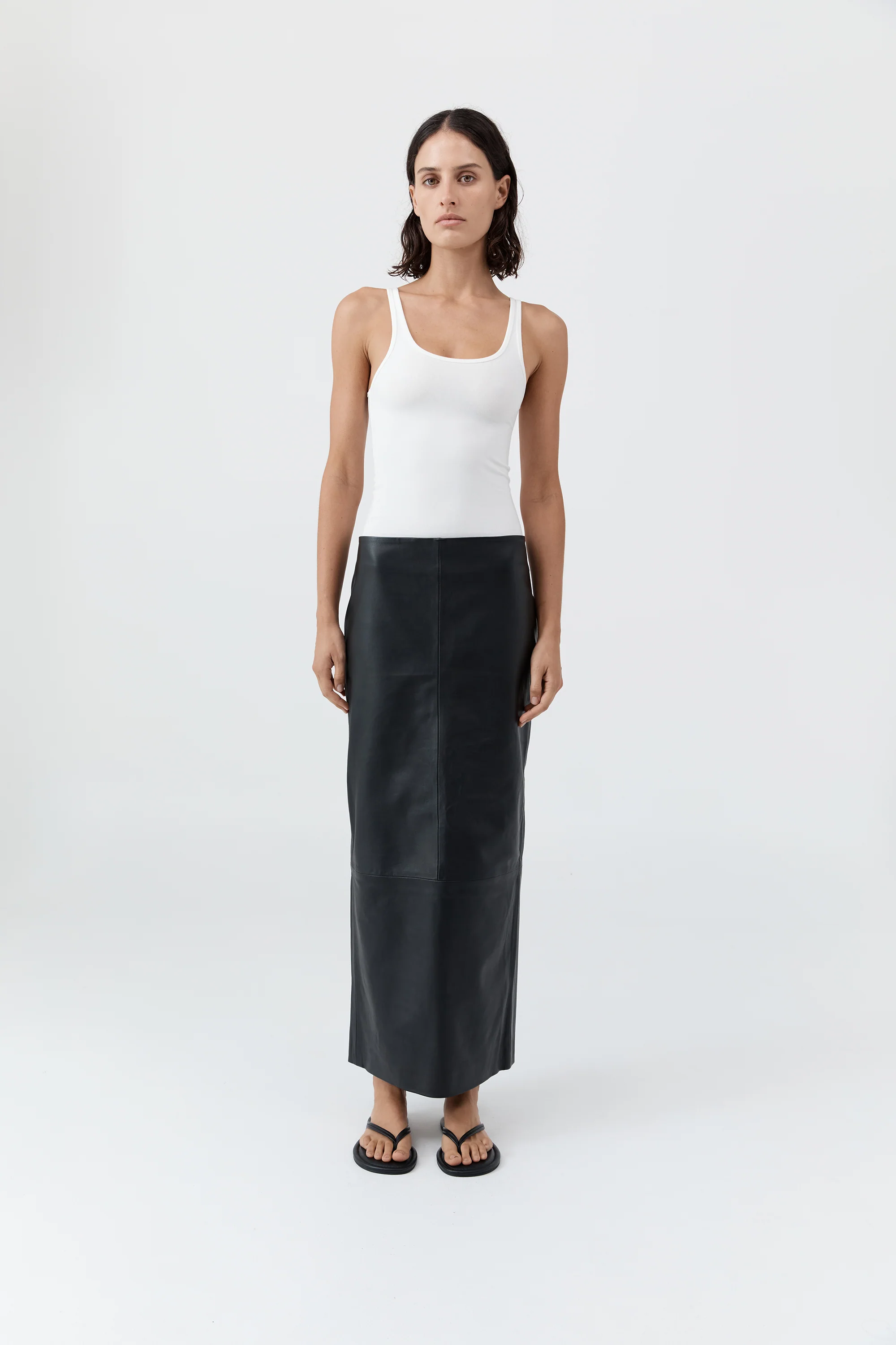 Soft Jersey Slim Scoop Tank - White