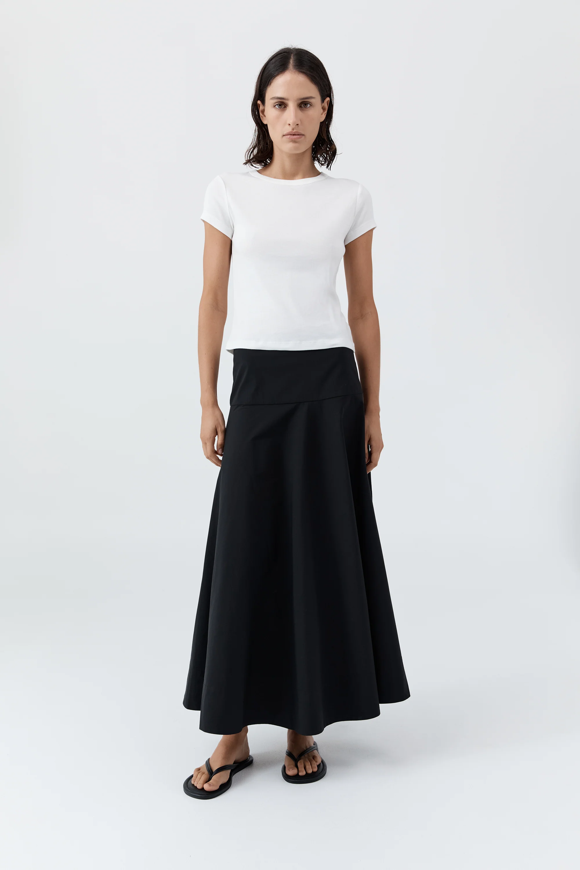 Cotton Circle Hem Skirt - Black