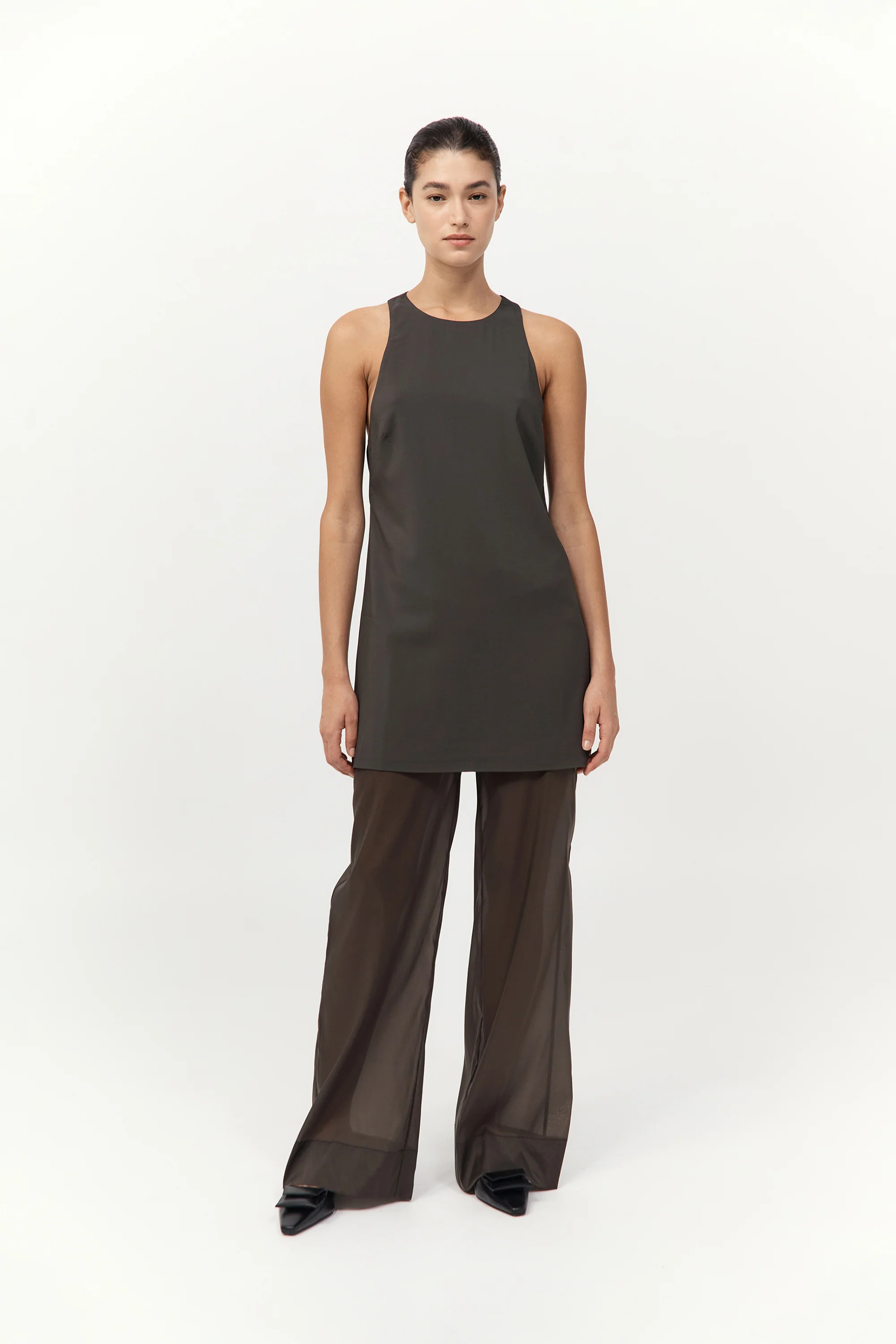 Cut Away Shift Dress - Black Olive