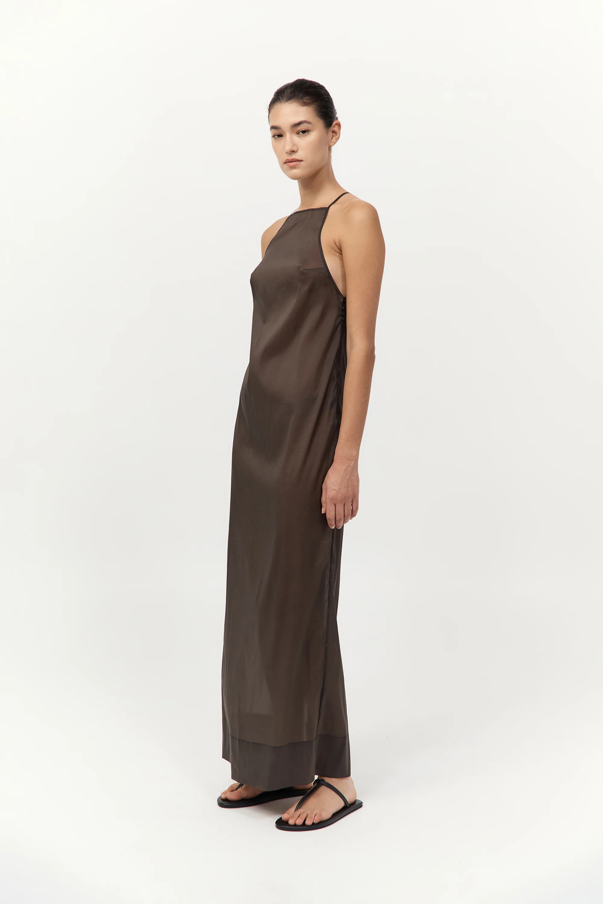 Transparent Column Dress - Black Olive
