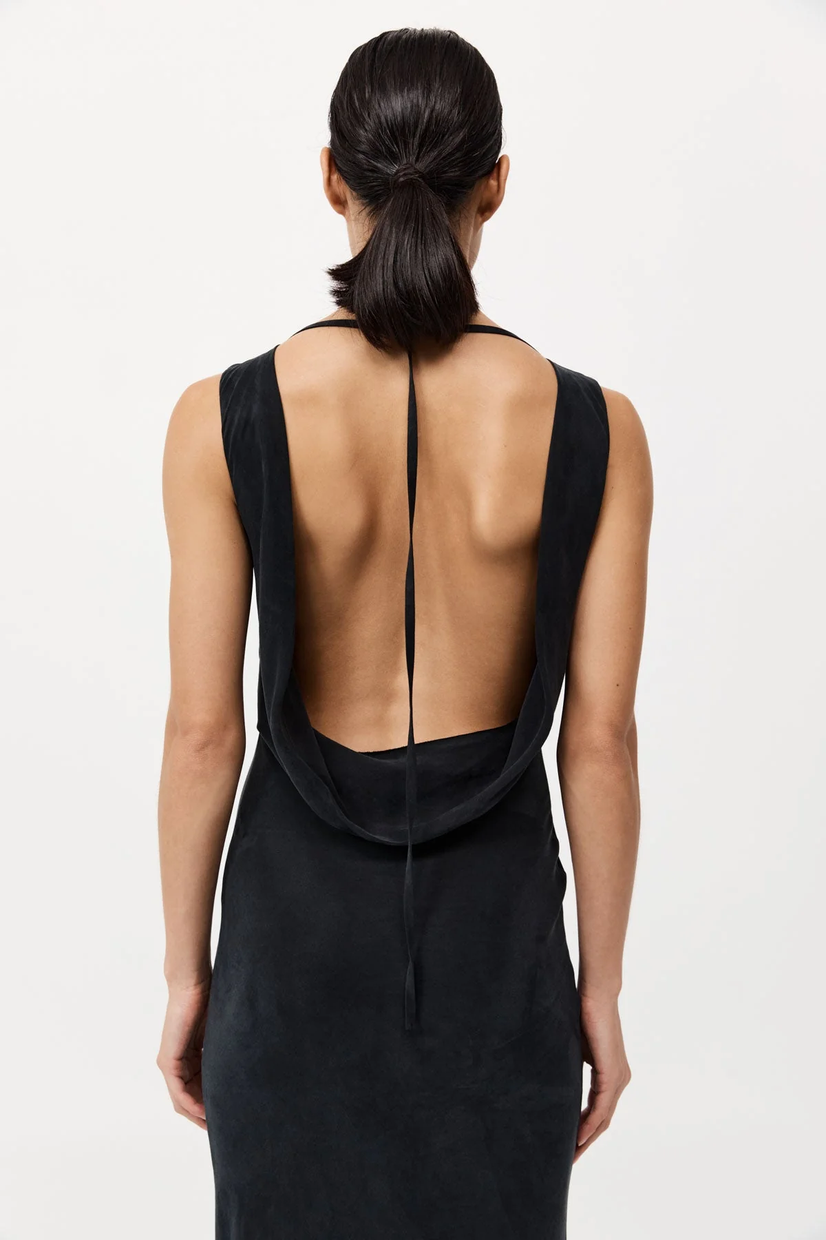 Draped Cowl Dress - Black