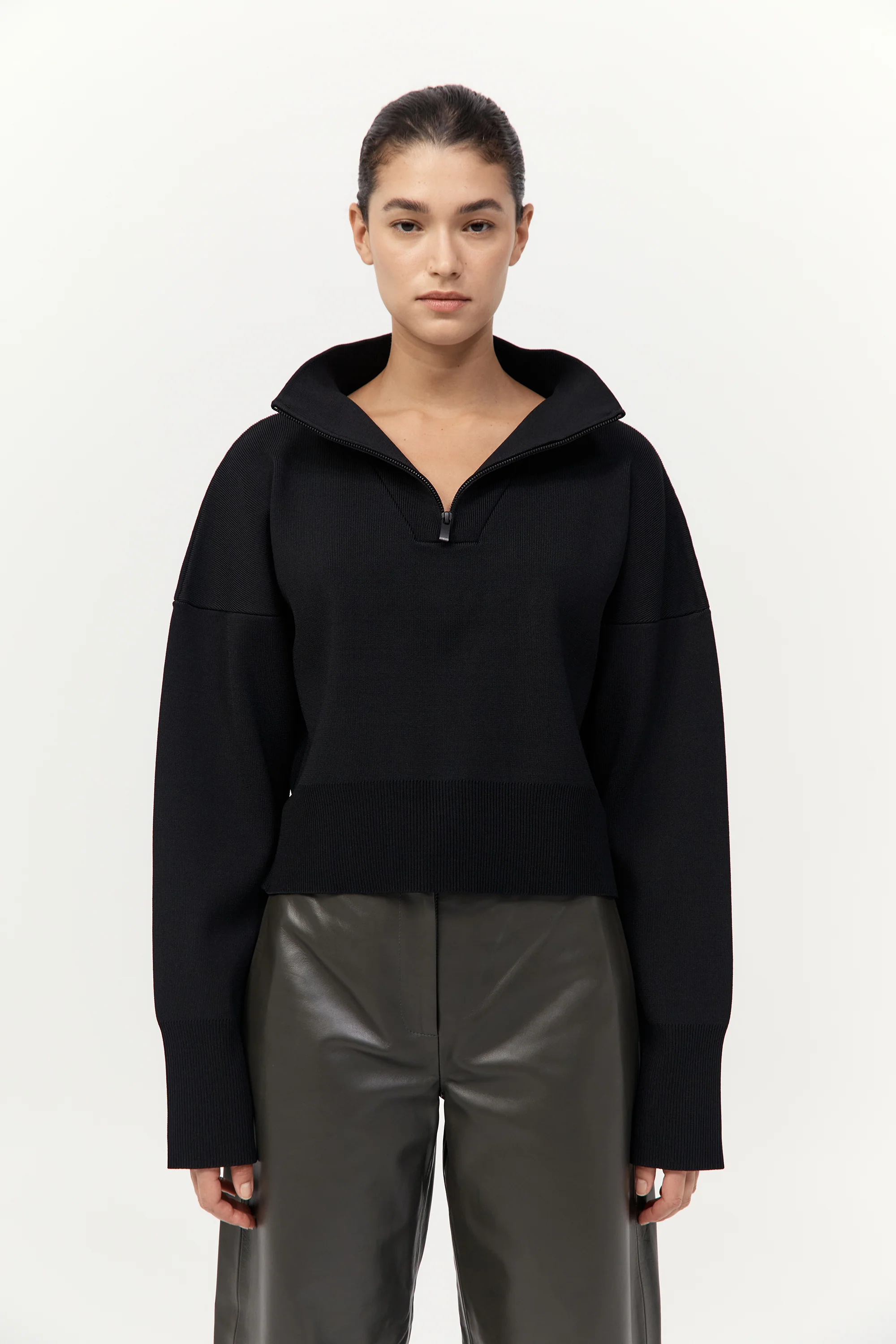 Milano Knit Zip Jumper - Black