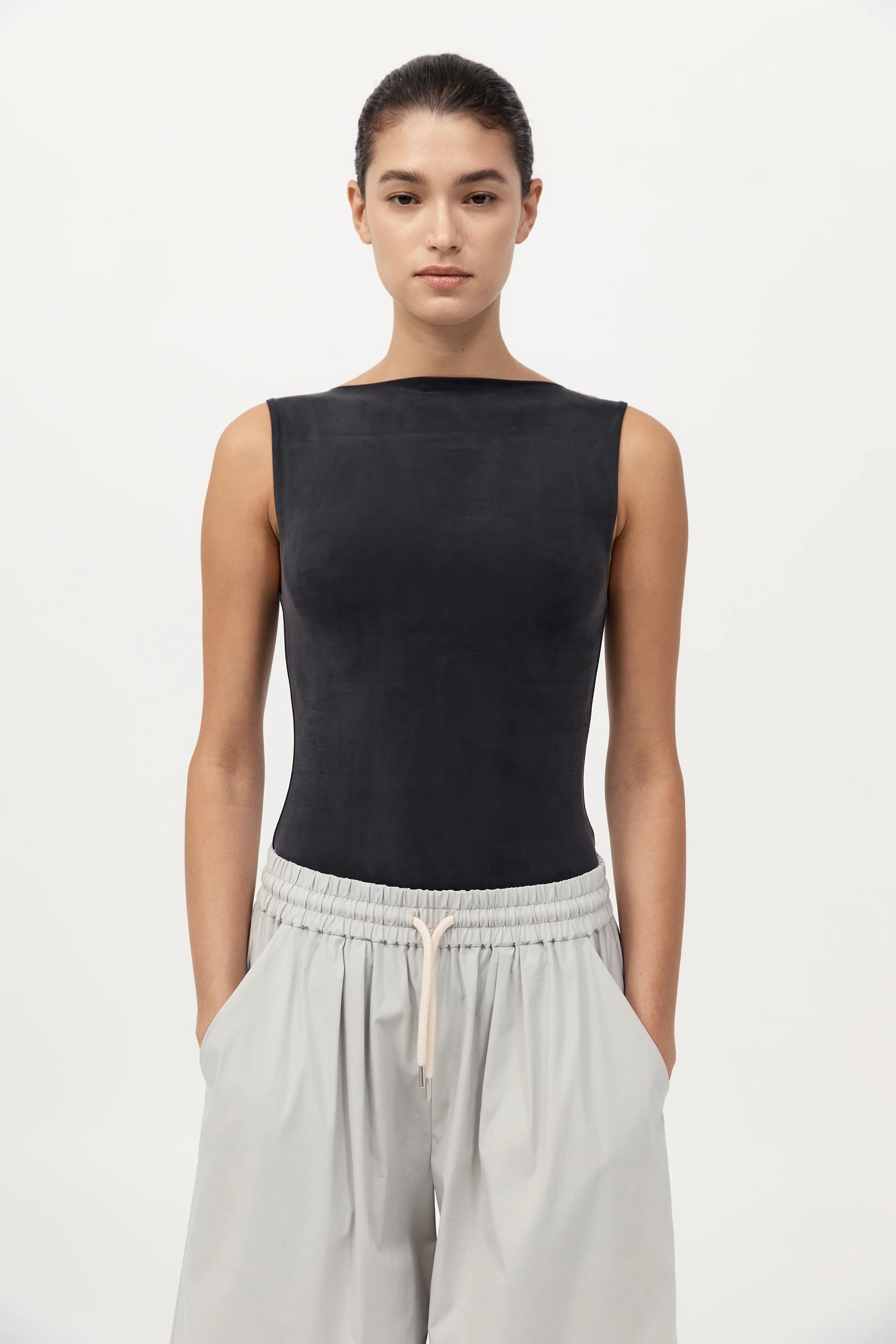 Cupro Jersey Top - Black