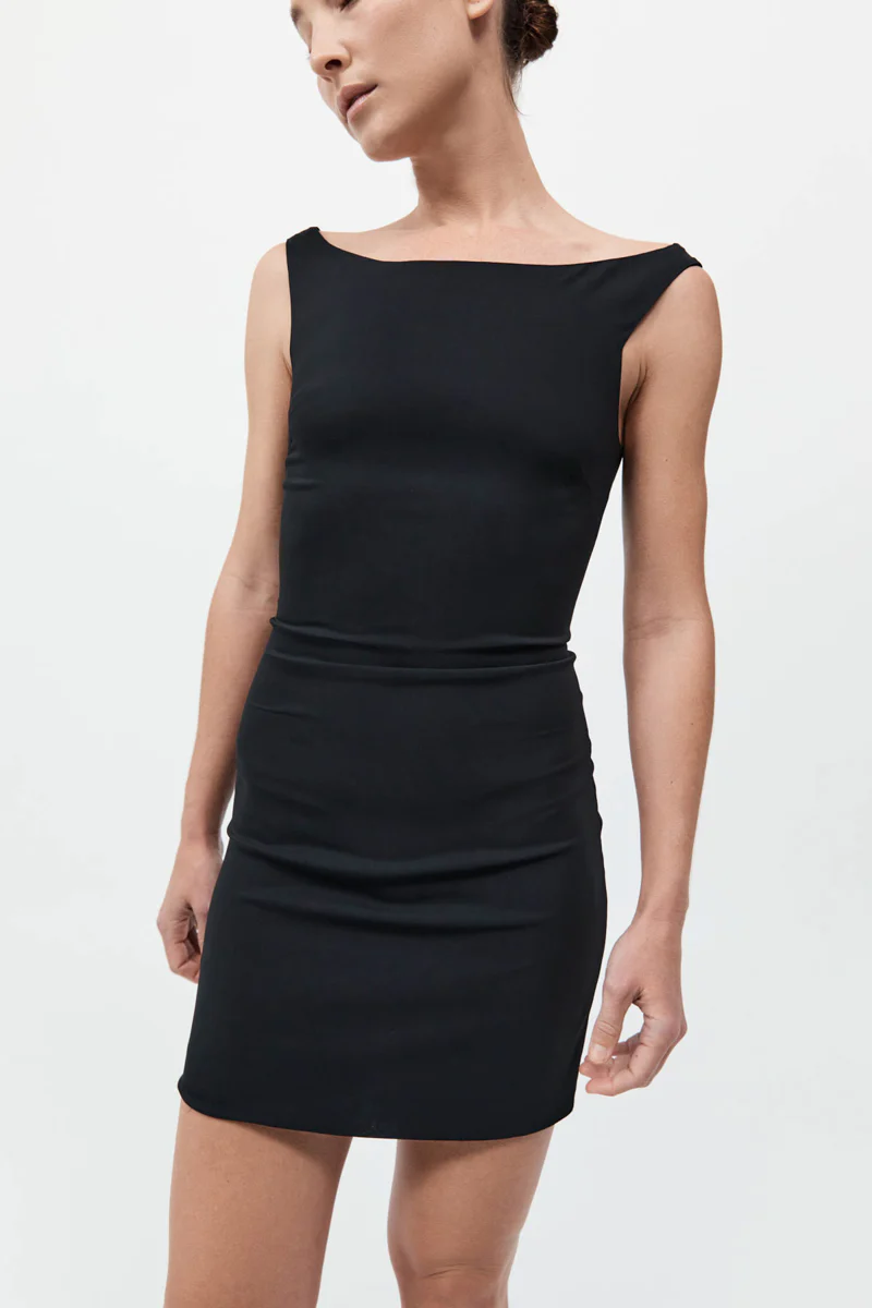 Slim Bateau Mini Dress - Black
