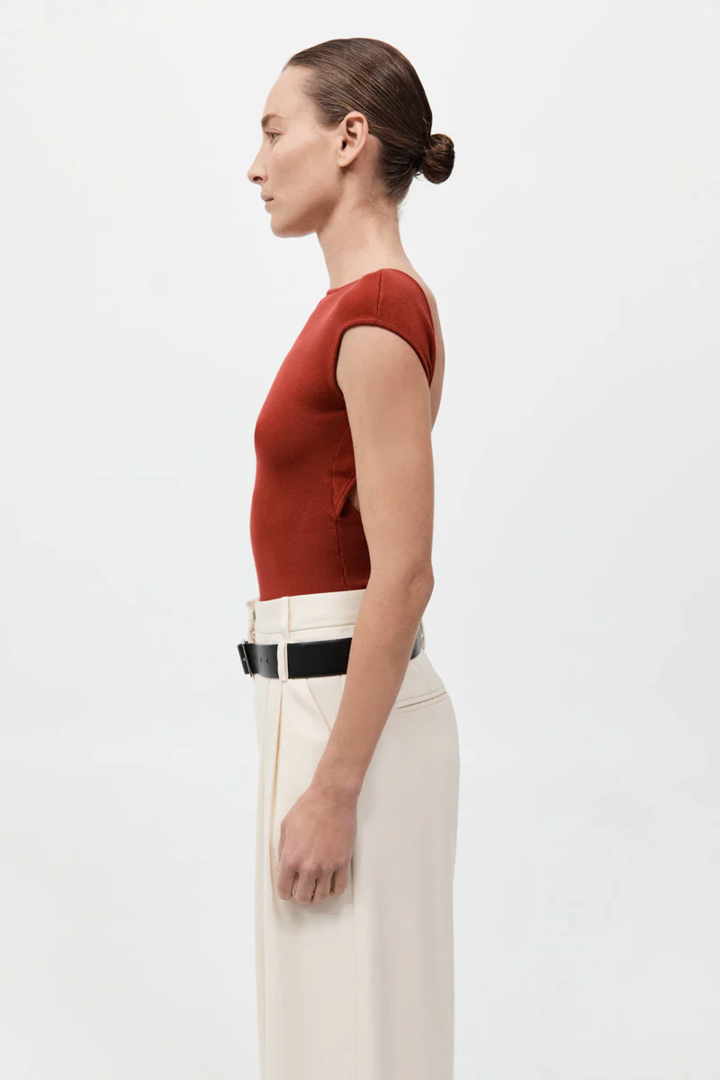 Sculpted Ballet Knit Top - Rosso