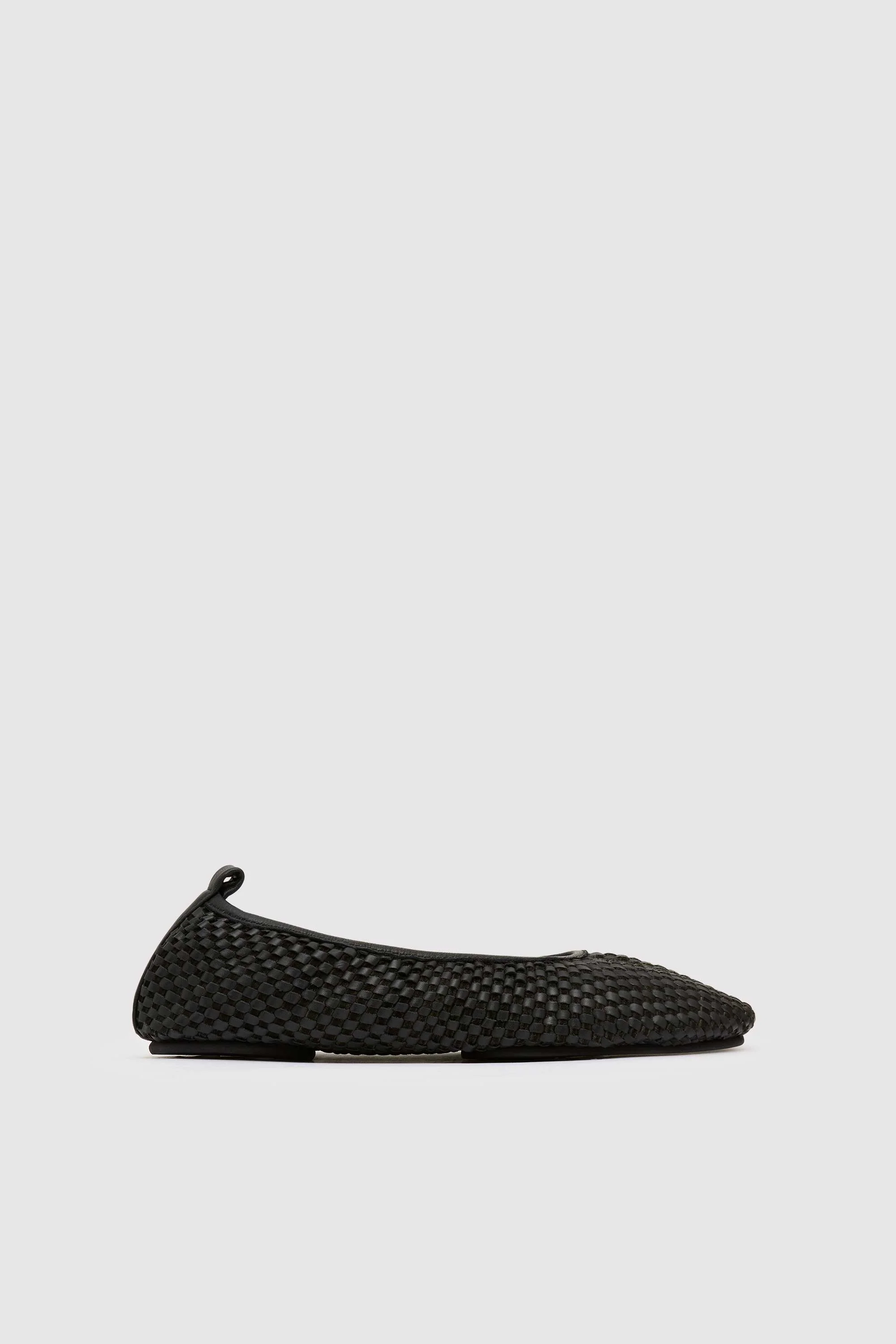 Lattice Weave Ballet Flat - Black