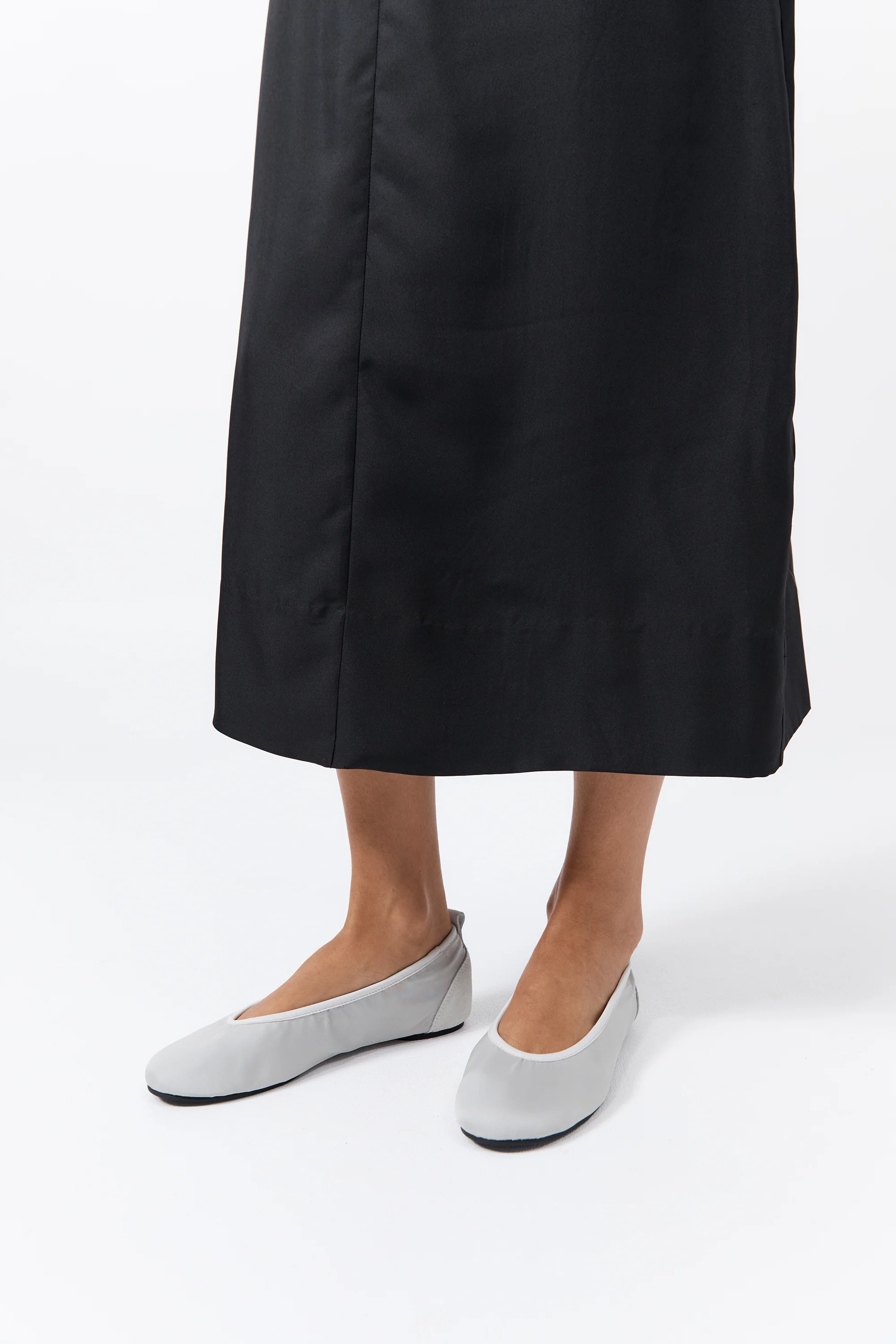 Satin Ballet Flat - Silver