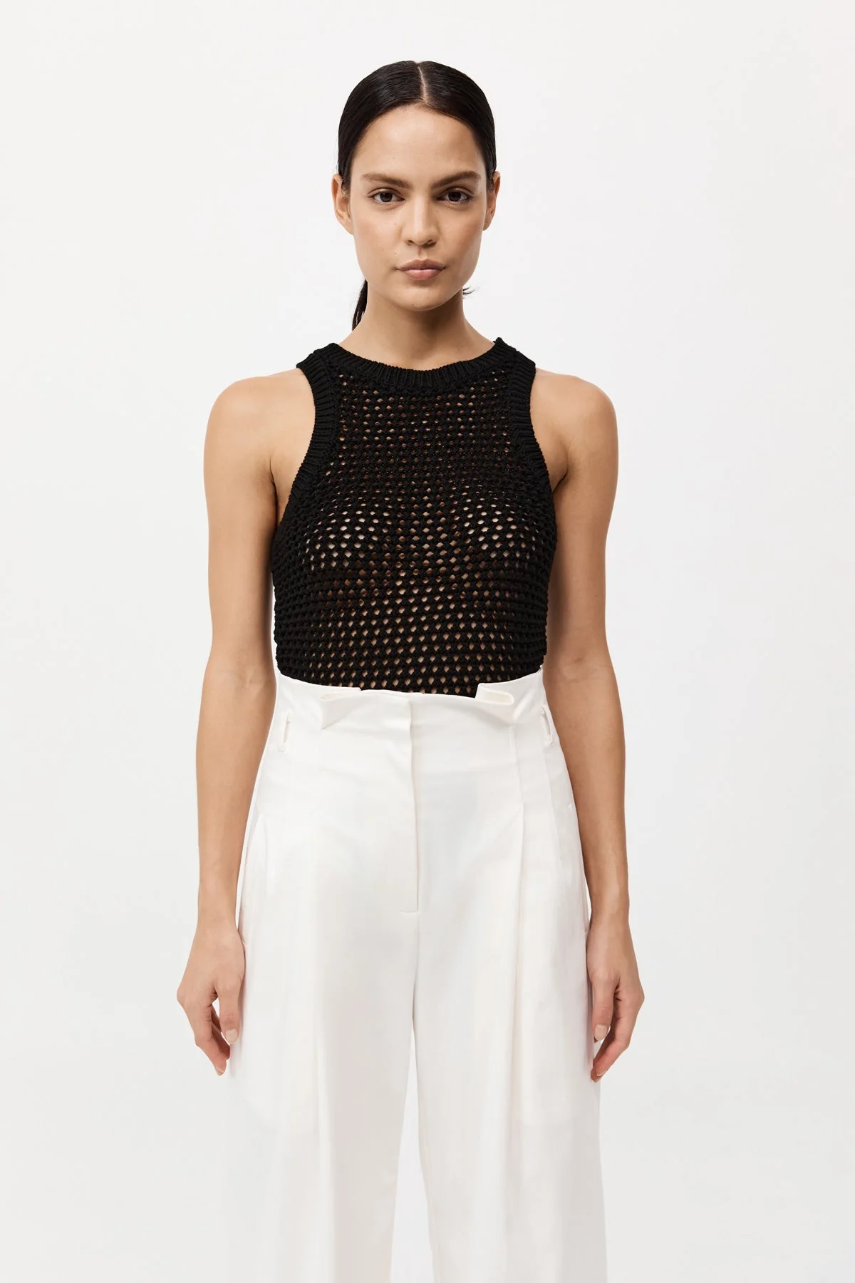 Cotton Crochet Tank - Black