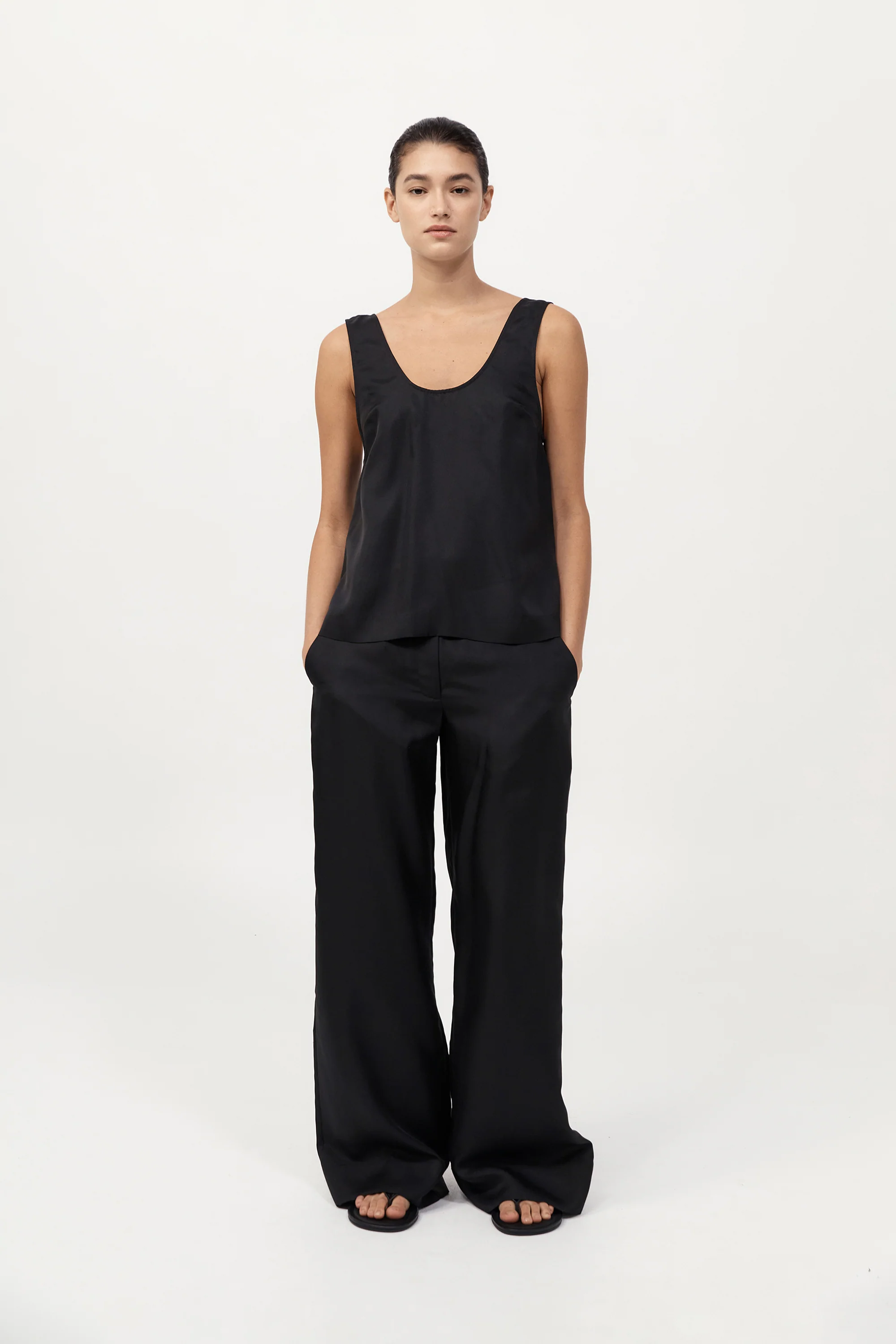 Silk Twill Pants - Black