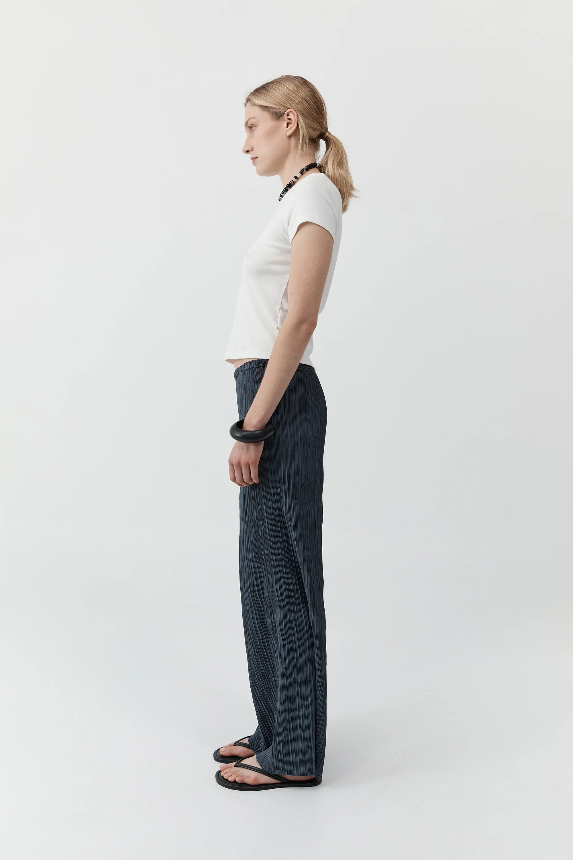 Mini Pleat Pants - Washed Black