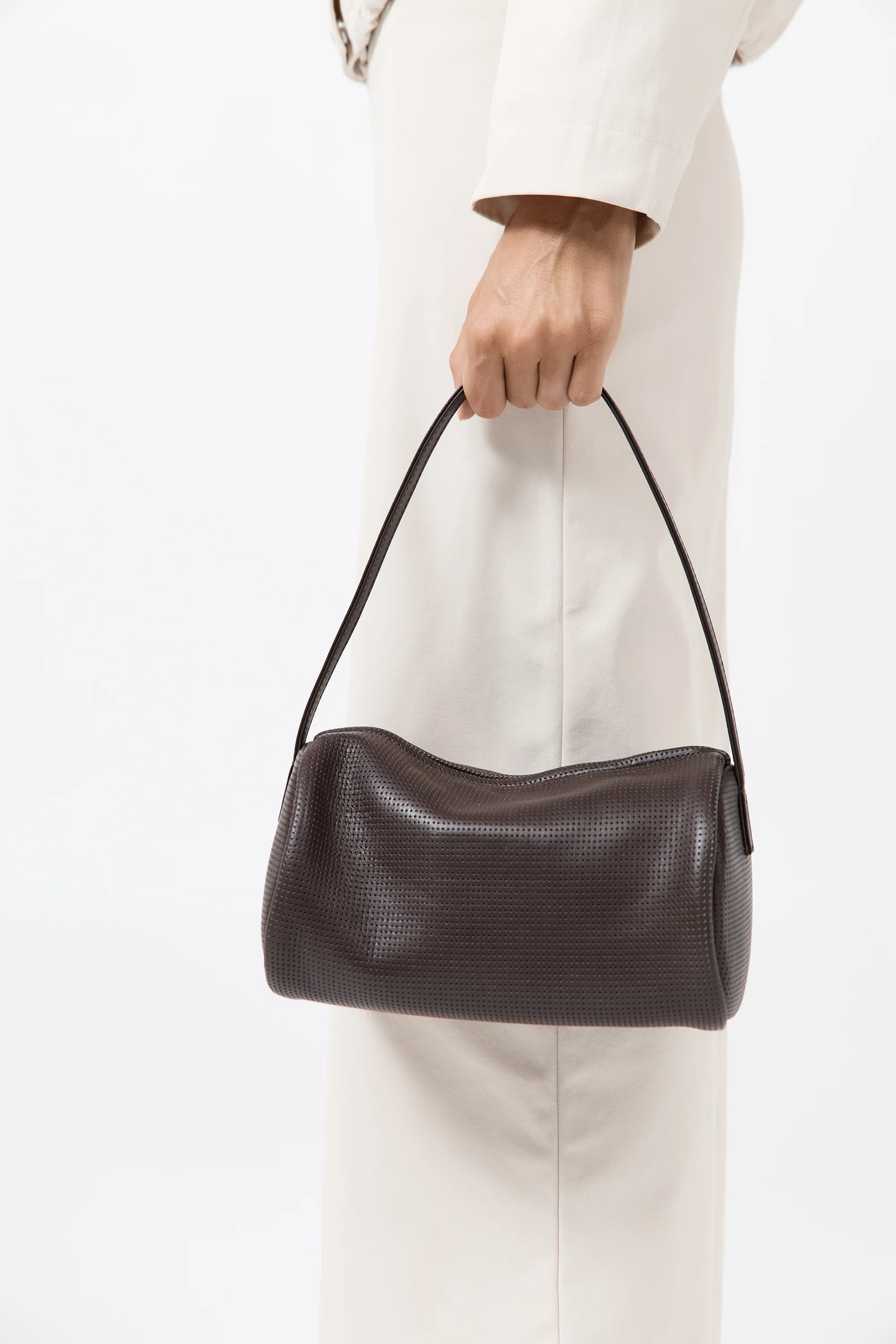 Perforated Connolo Shoulder Bag - Coffee