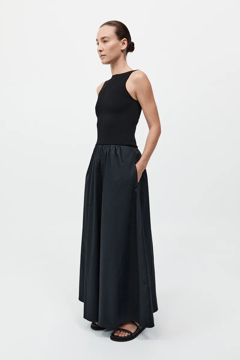 Bateau Cut Out Dress - Black