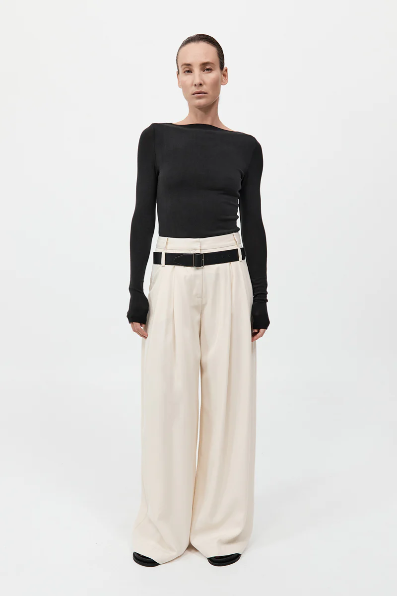 Bateau Long Sleeve Jersey Top - Black