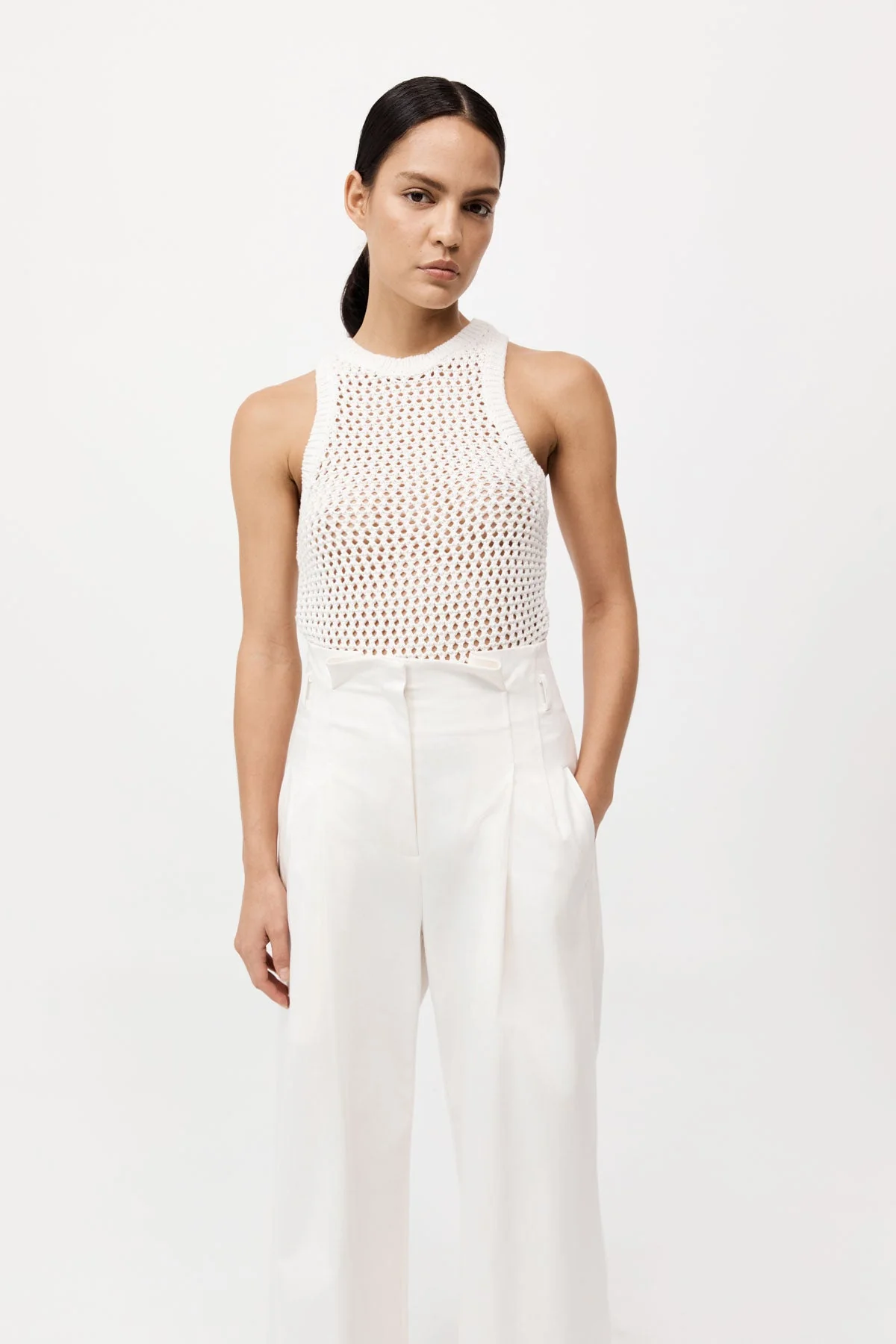 Cotton Crochet Tank - Off White