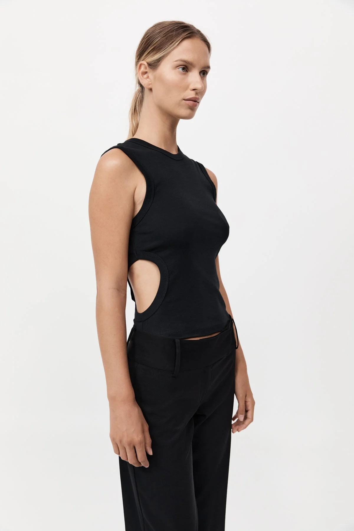 Organic Cotton Cut Out Tank - Jet Black