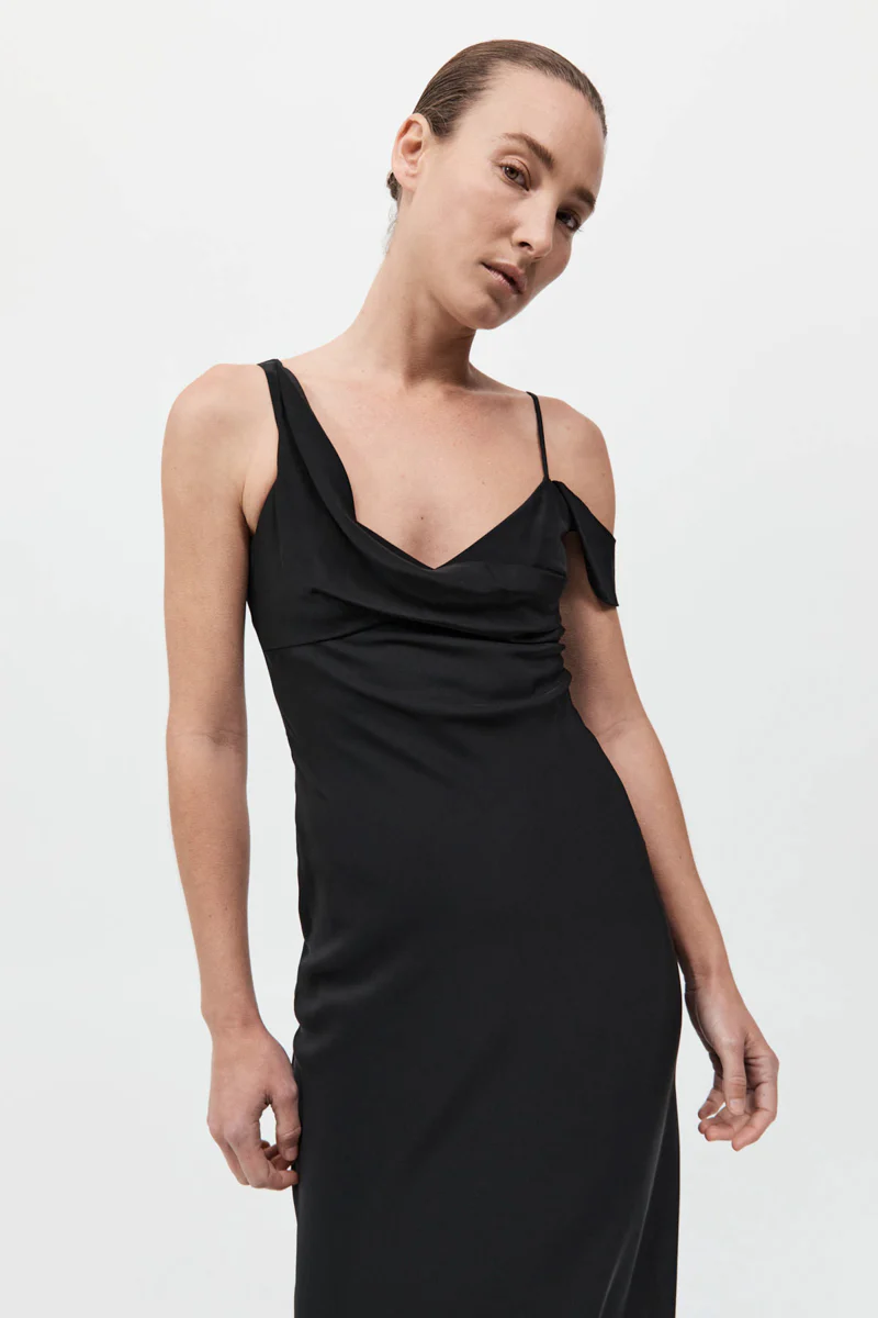 Silk Drape Dress - Black