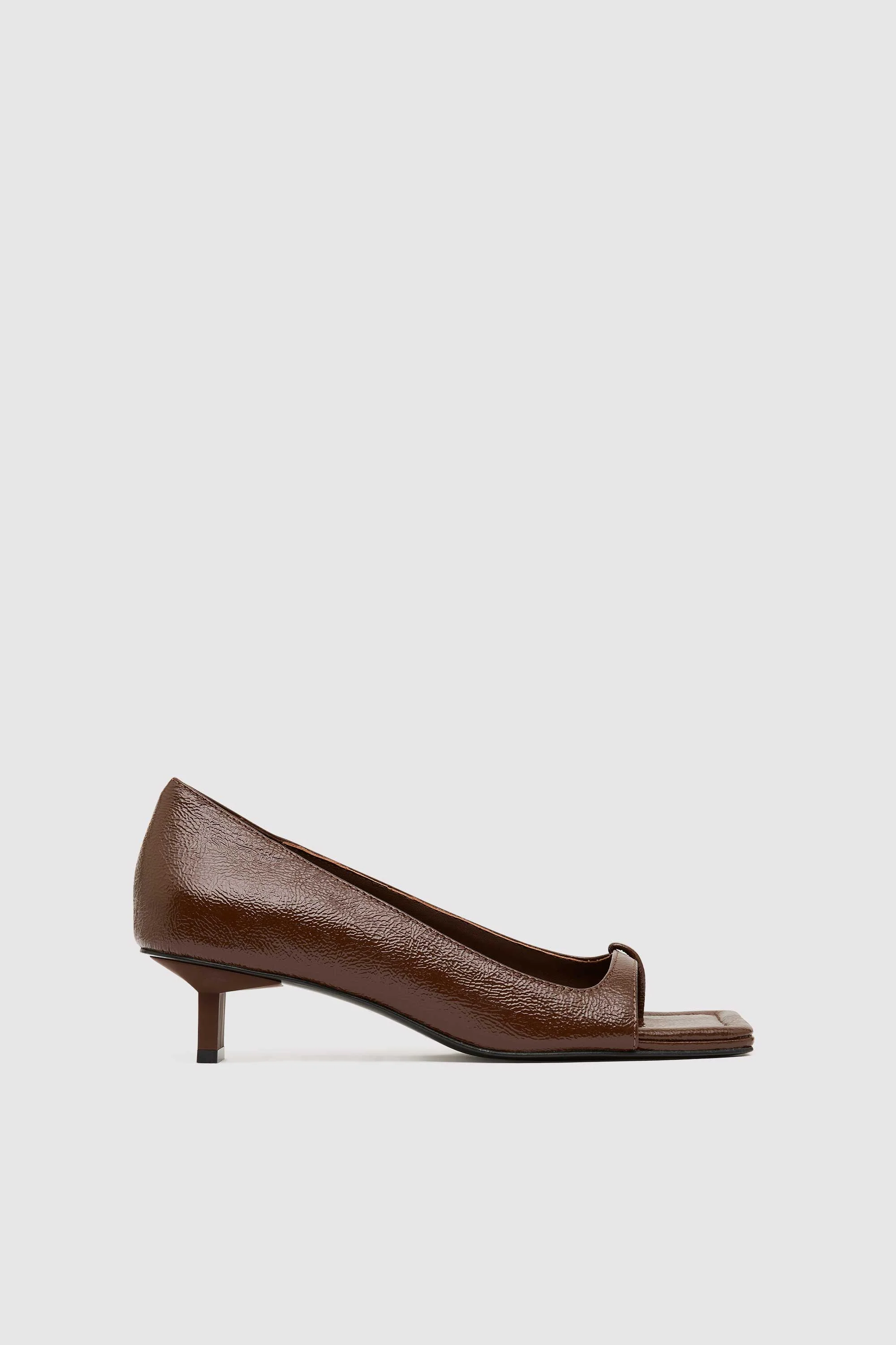 90s Square Toe Heel - Patent Liqueur