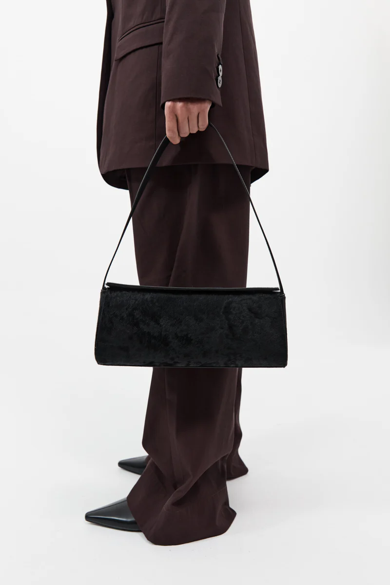 Pony Hair Baguette Bag - Black