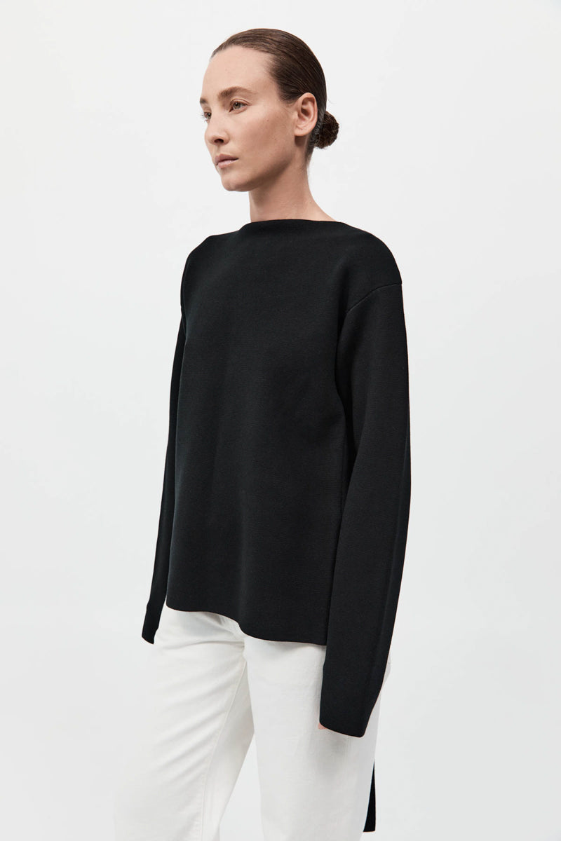 Milano Knit Scarf Jumper - Black