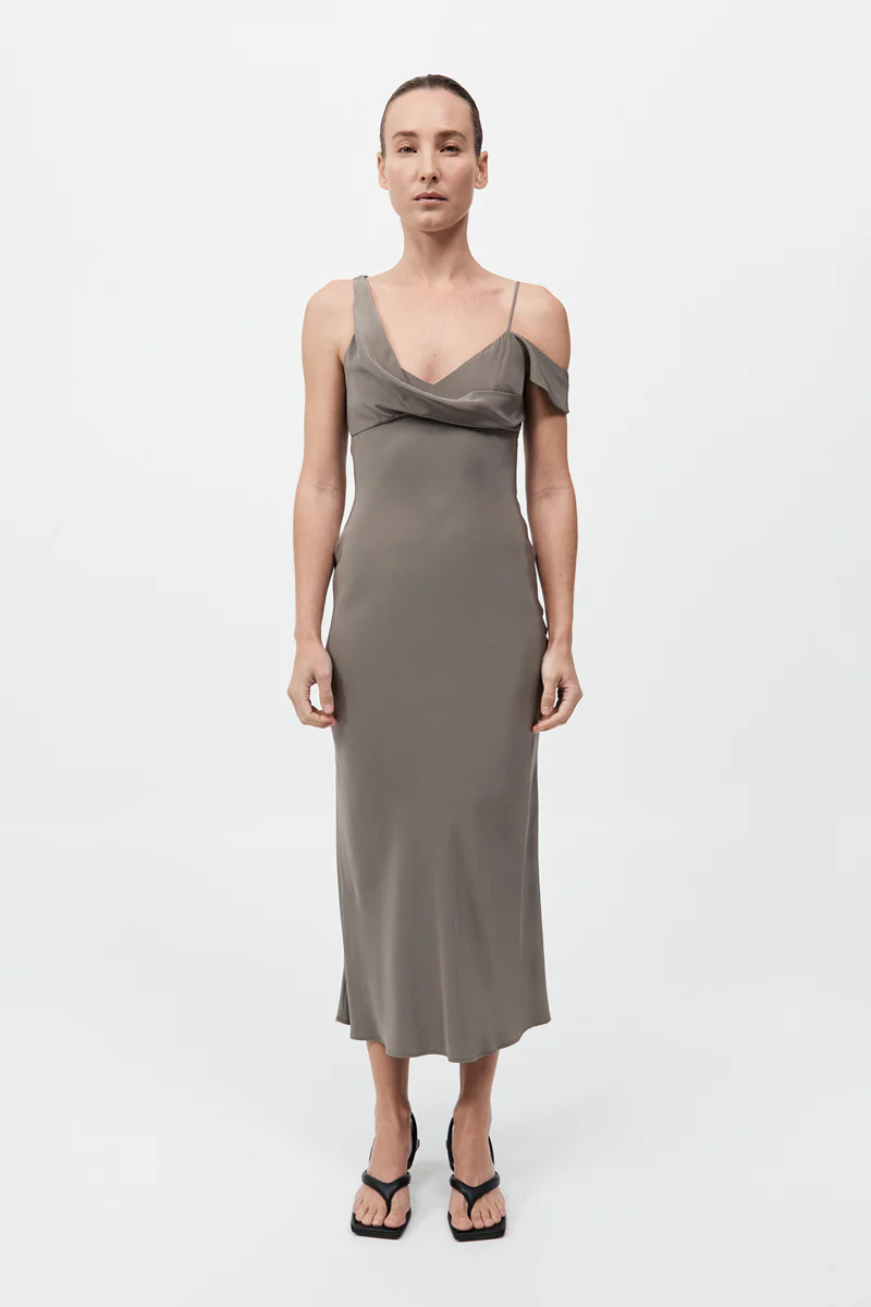 Silk Drape Dress - Slate