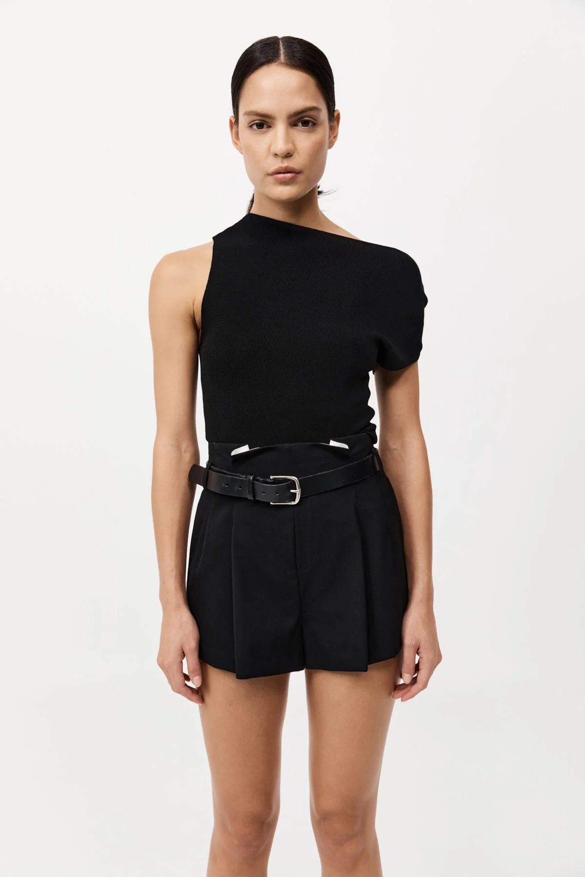Asymmetric Knit Top - Black