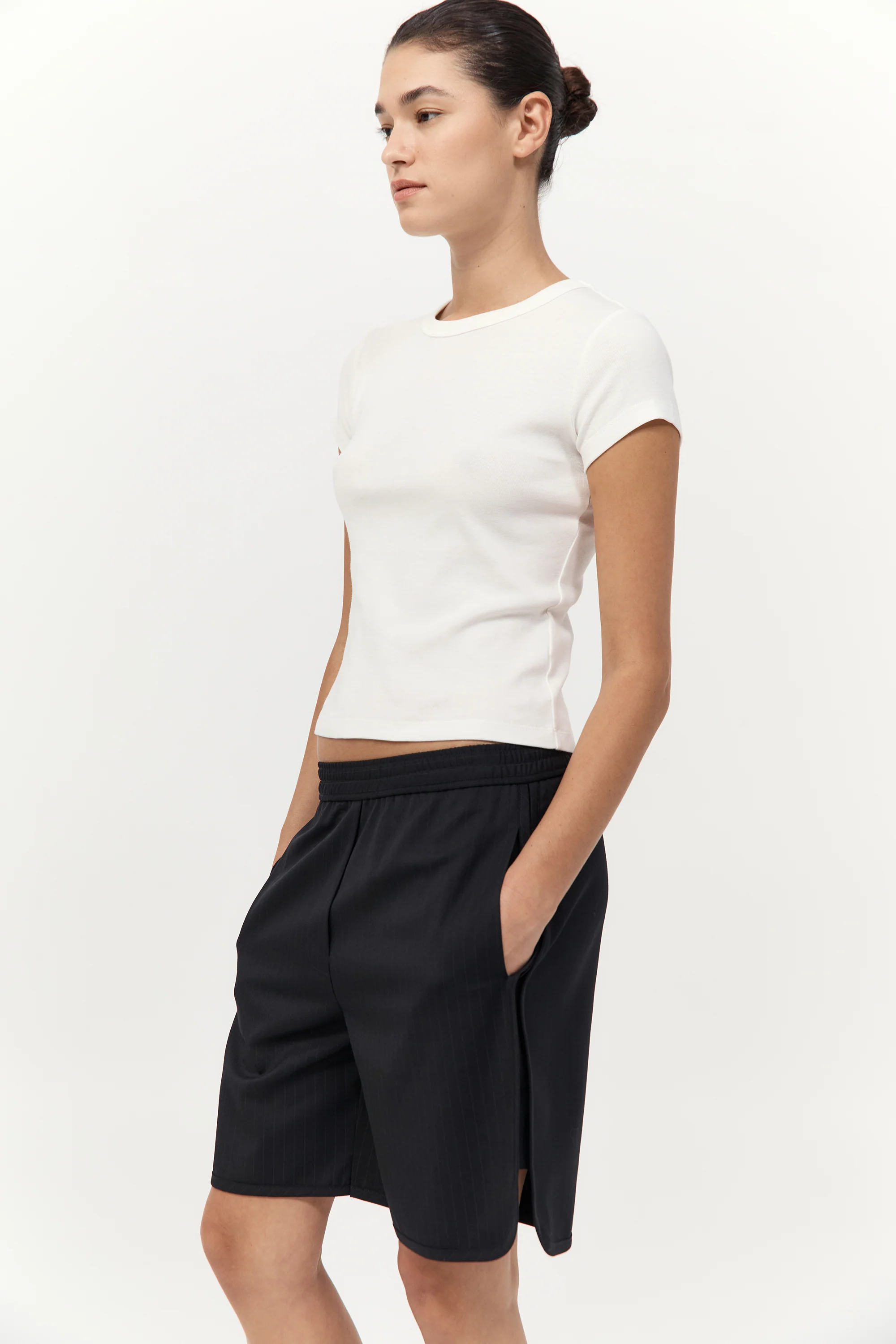 Tailored Active Shorts - Black Pinstripe