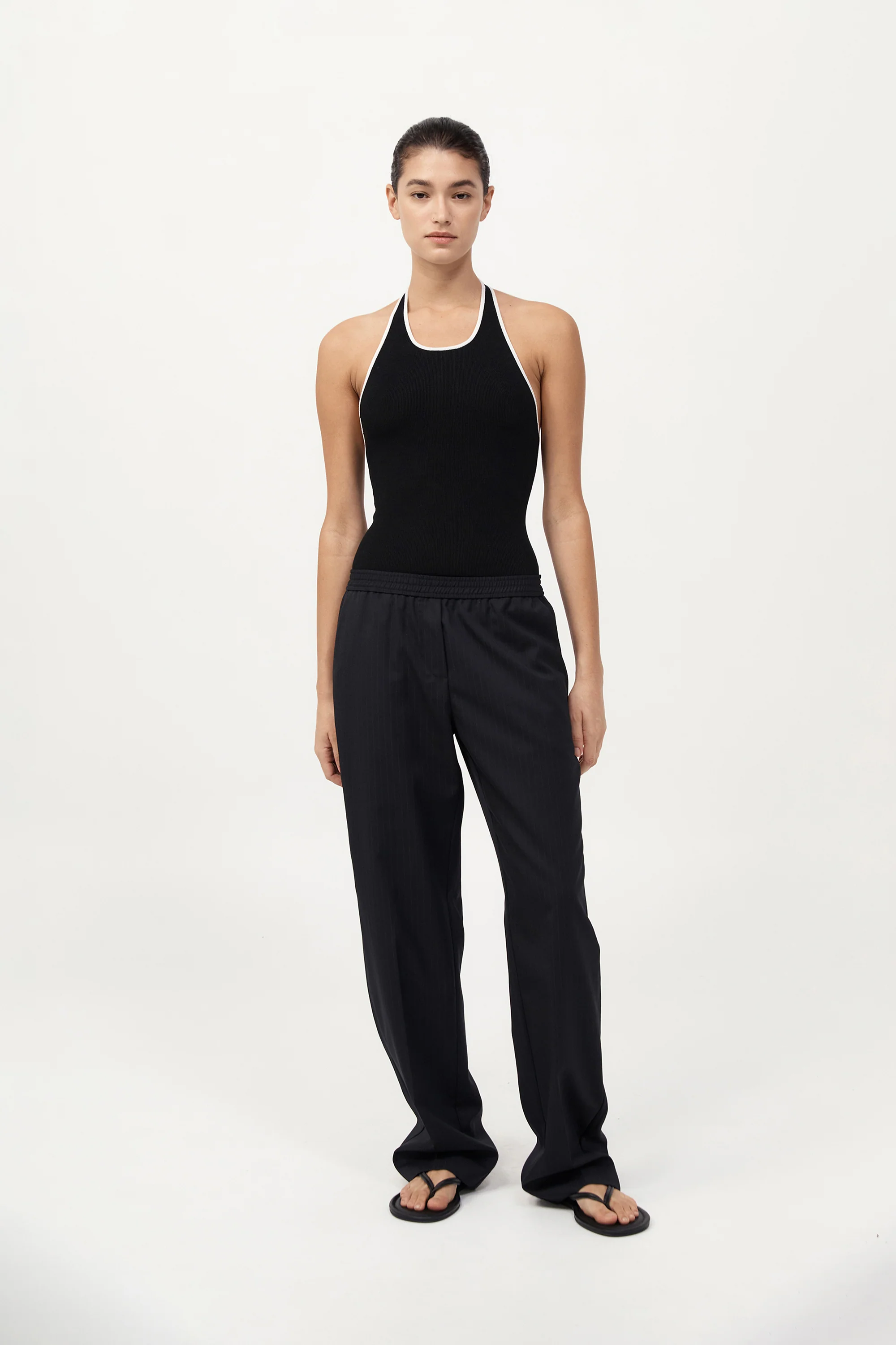 Fine Line Halter Top - Black