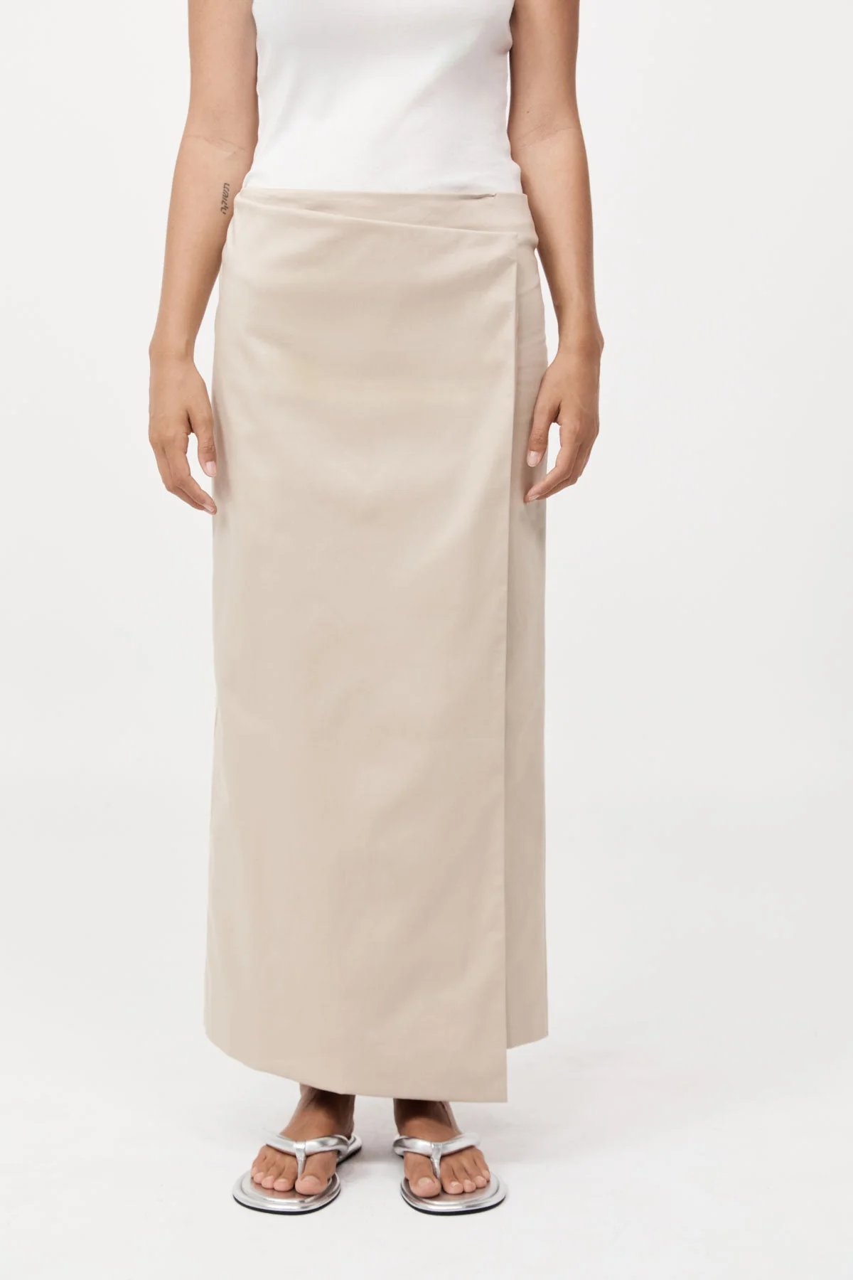 Column Wrap Skirt - Champagne