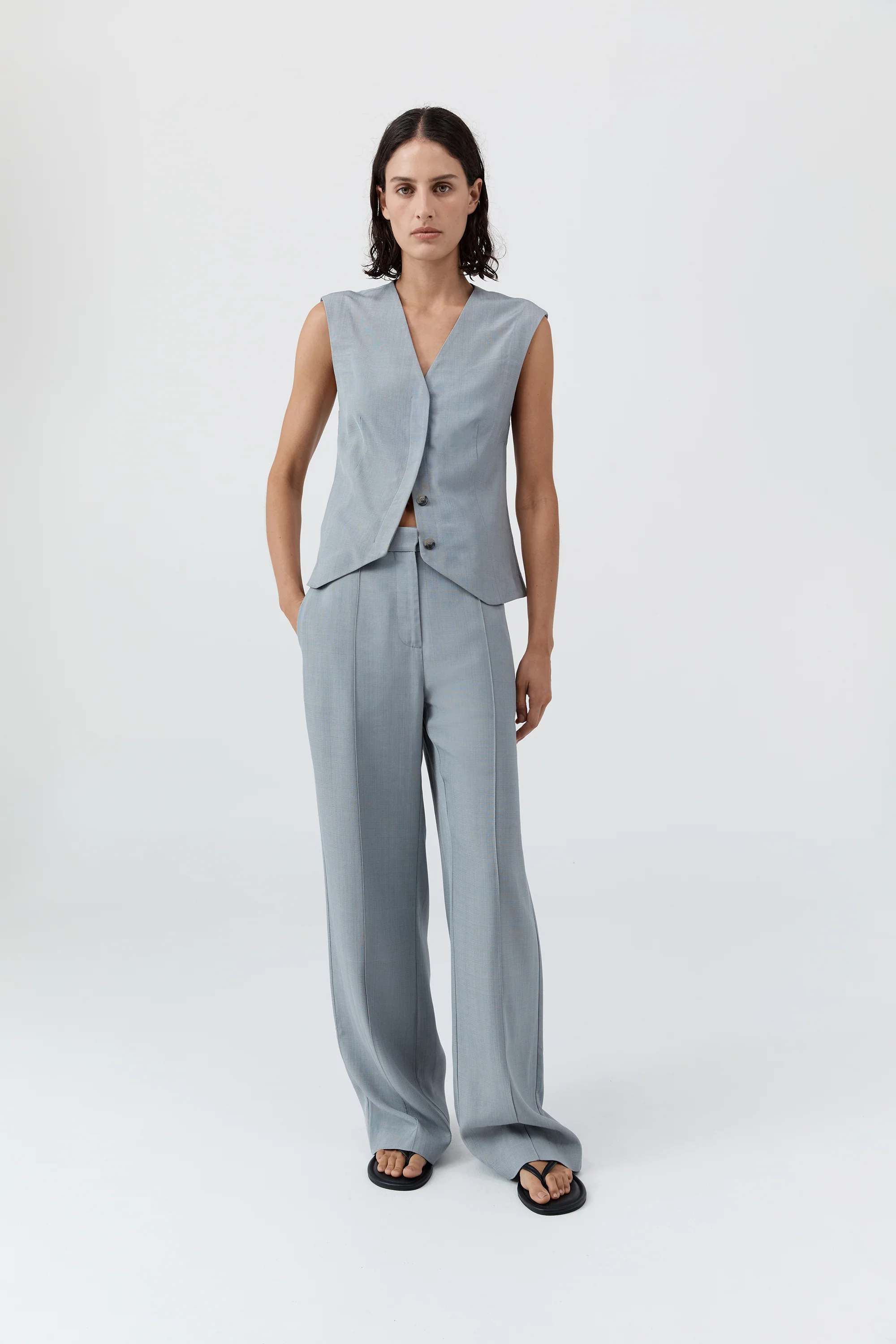 Minimal Tailored Vest - Mist