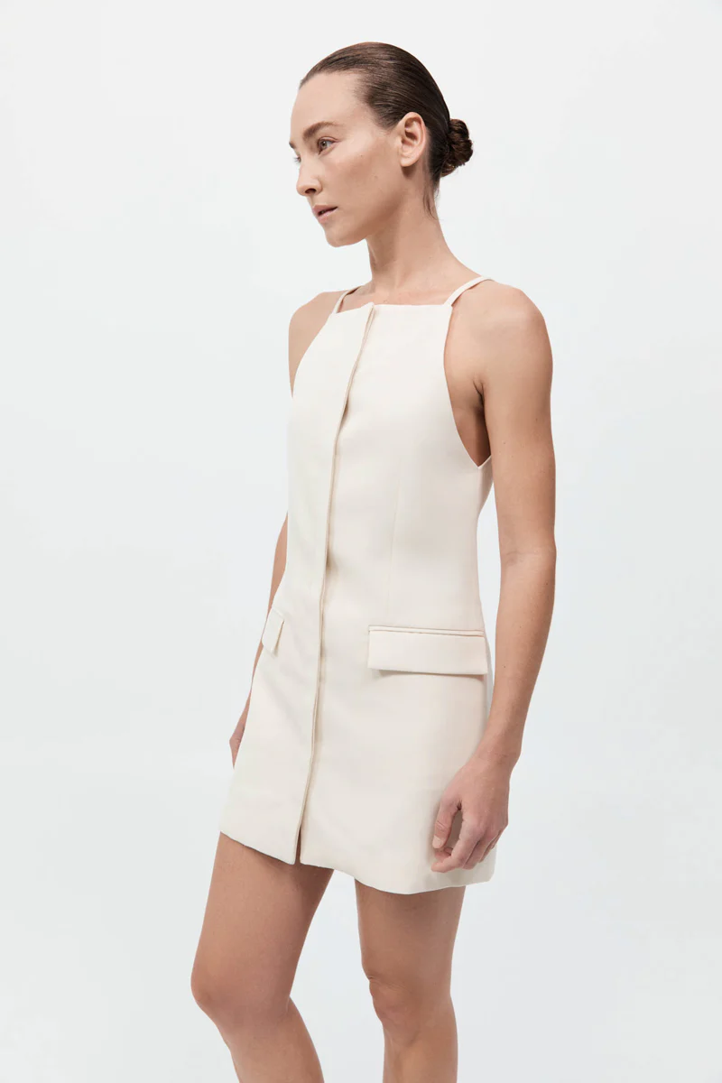 Hybrid Tailored Mini Dress - Off White