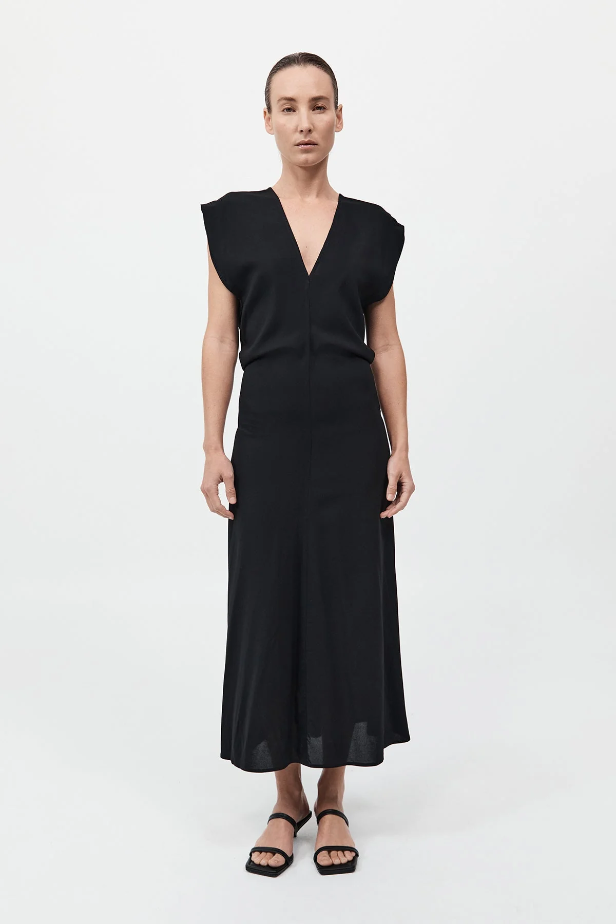 Plunge Drape Dress - Black