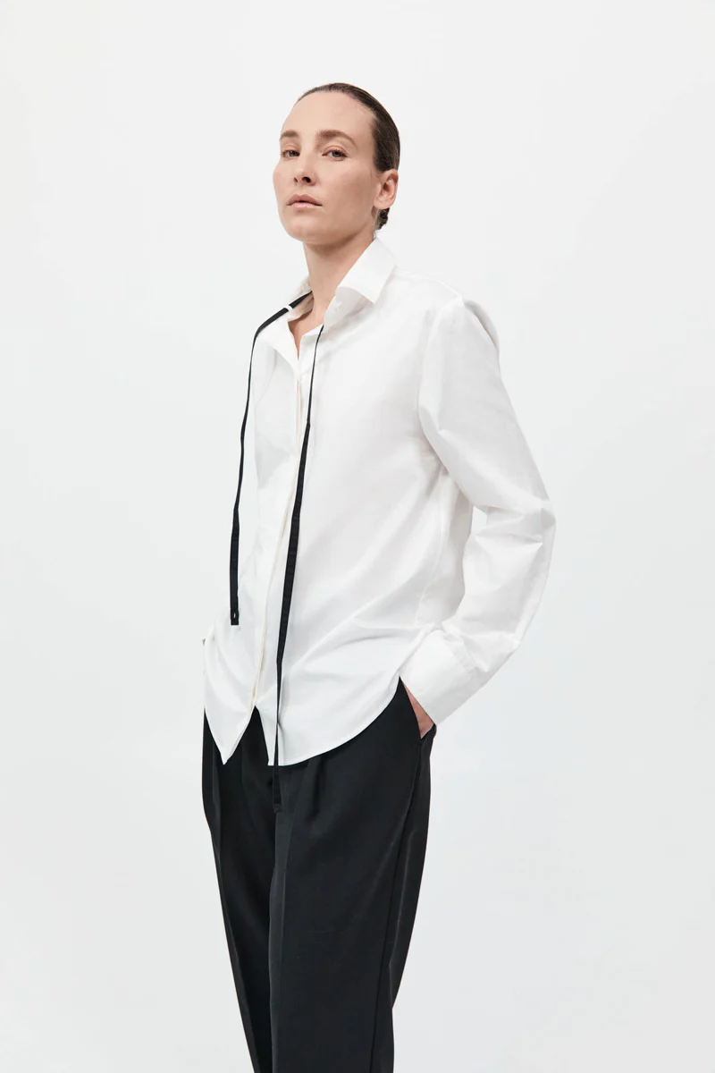 Detachable Tie Shirt - White