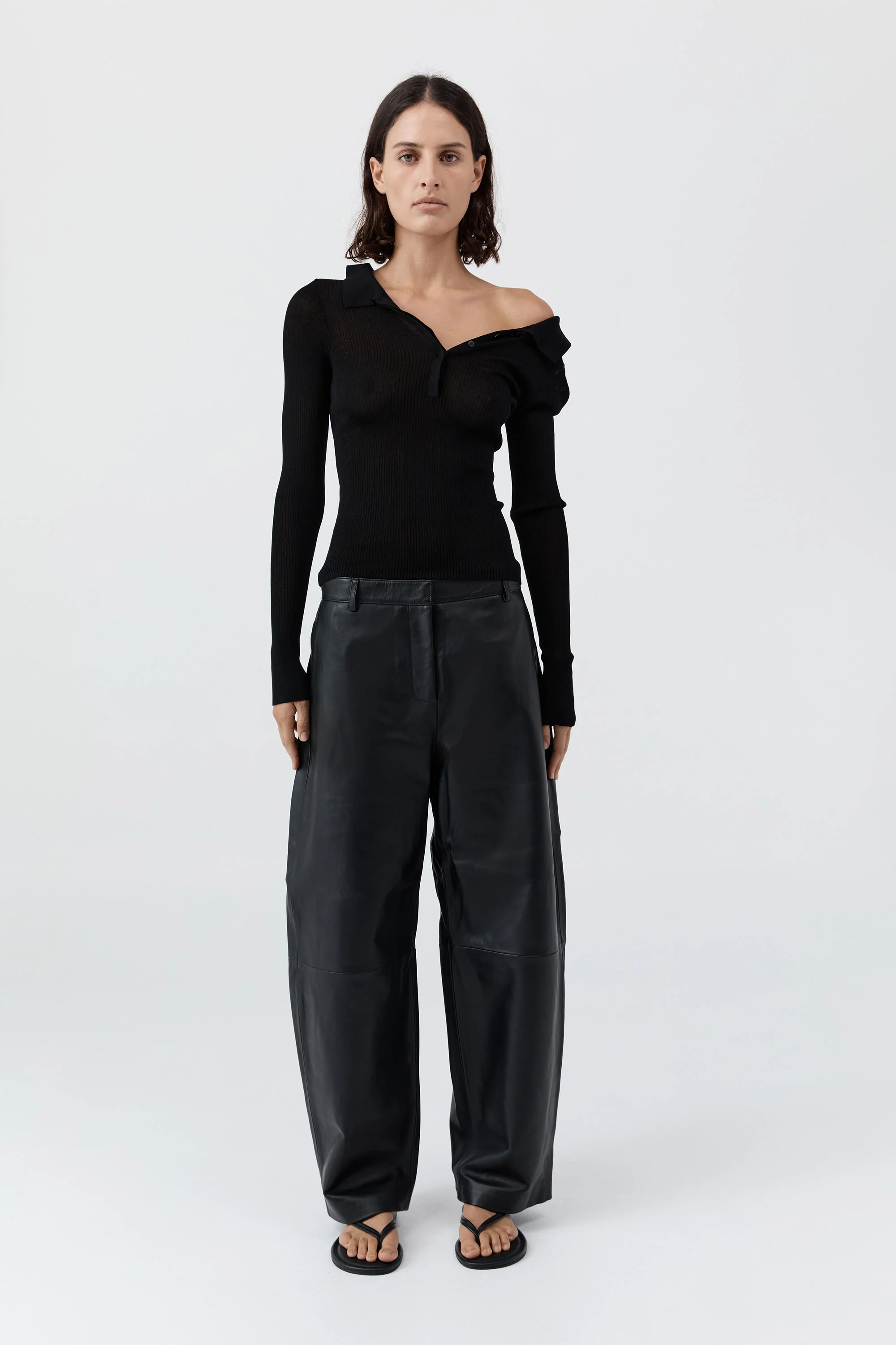 Leather Balloon Pants - Black