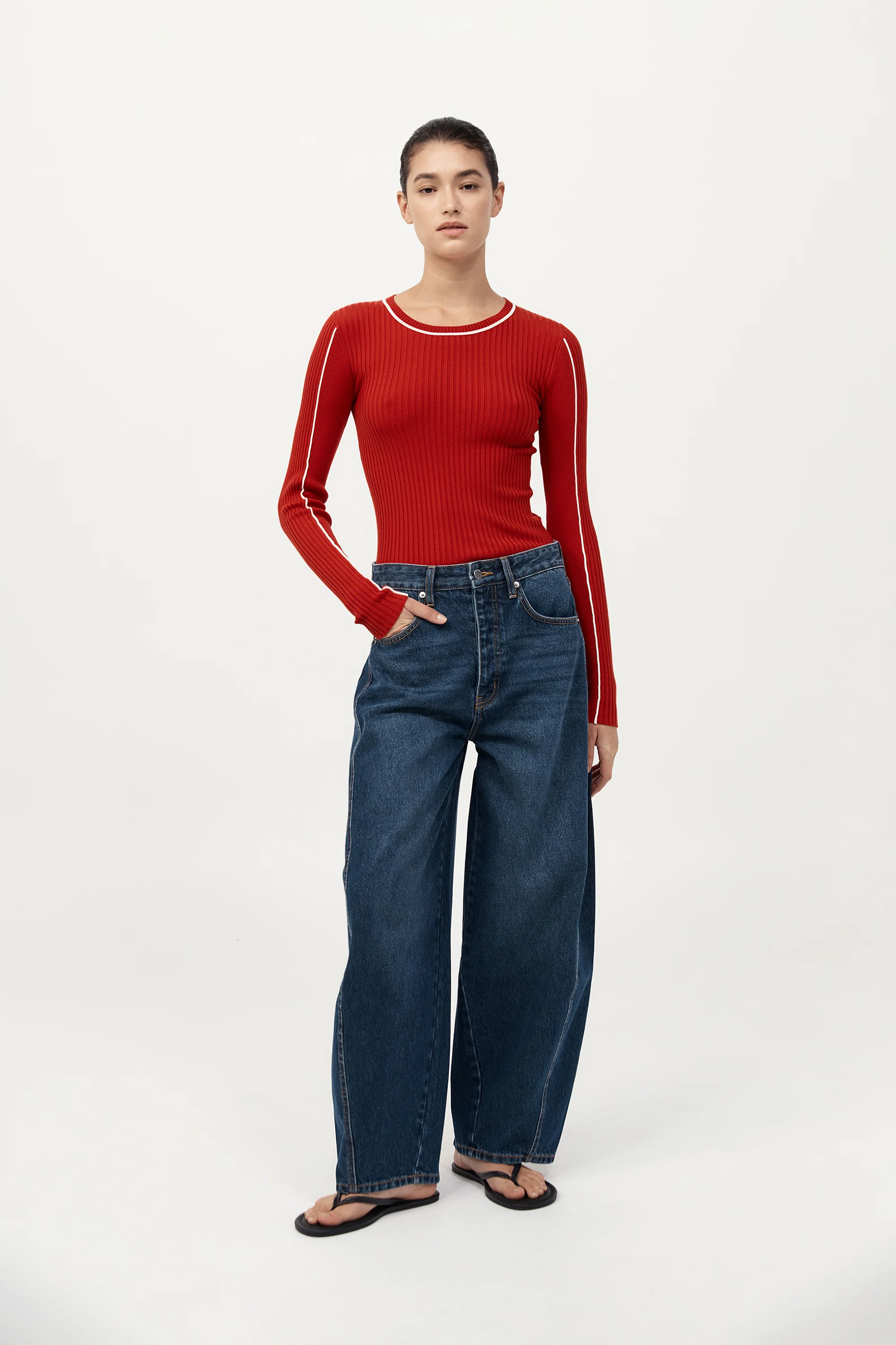 Mid Rise Balloon Jeans - Dark Indigo