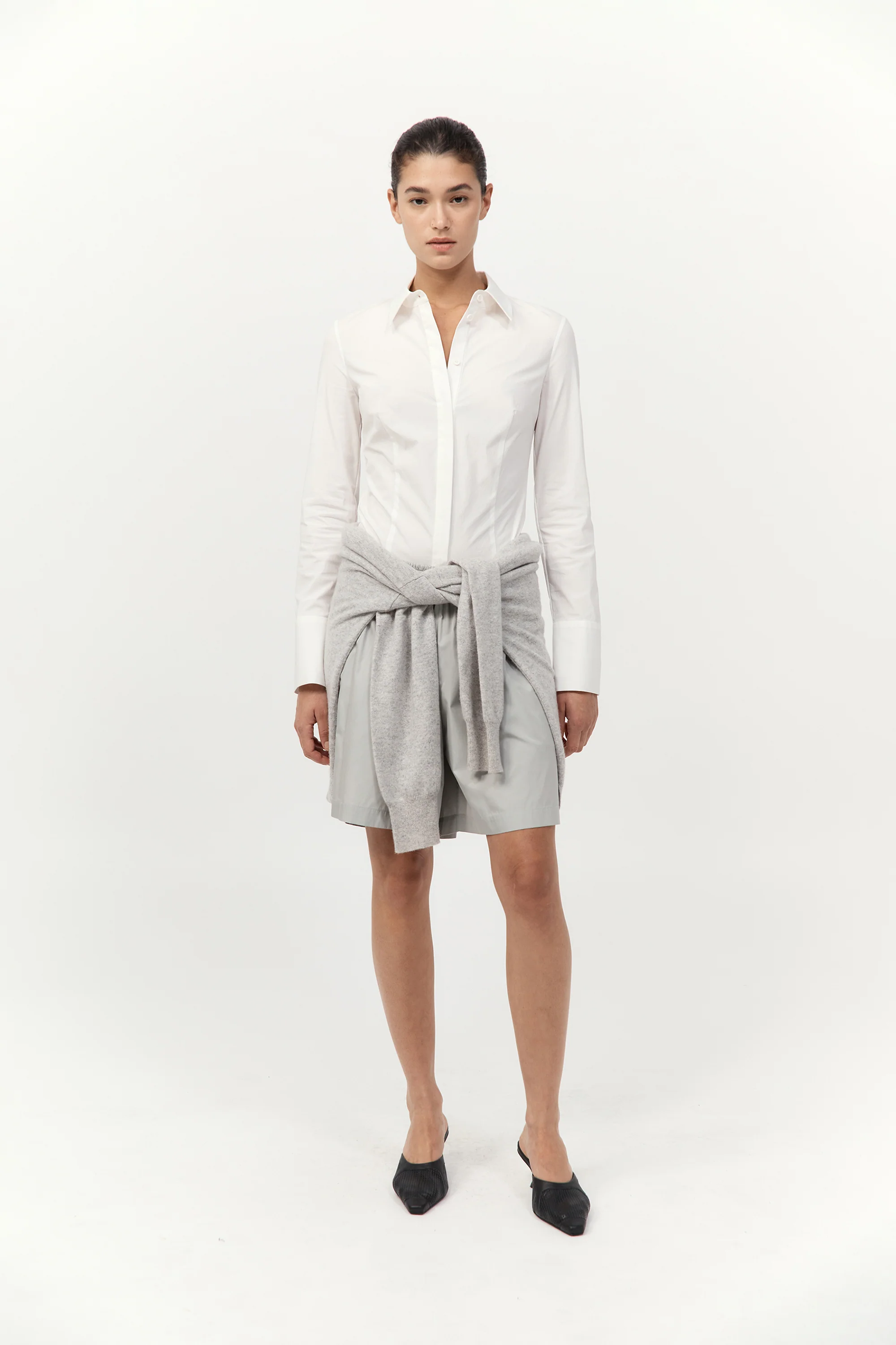 Classic Shirt Bodysuit - White