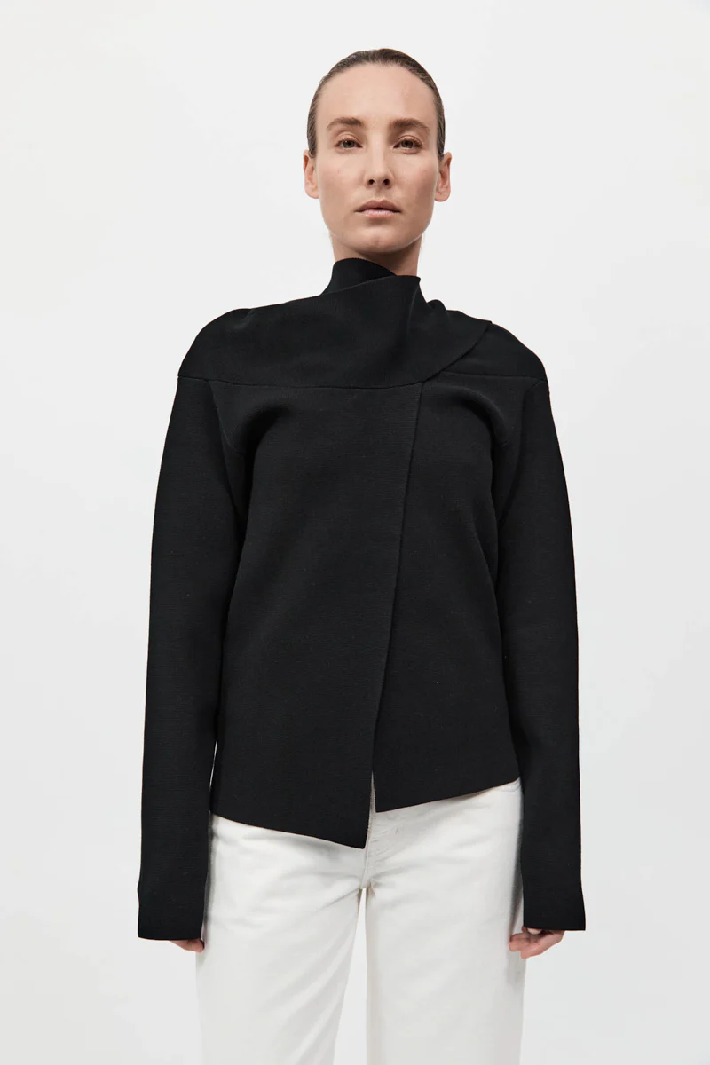 Milano Knit Scarf Jumper - Black