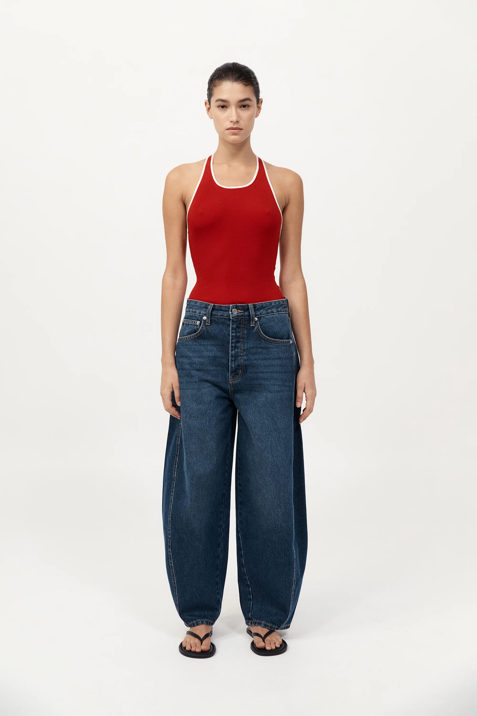 Fine Line Halter Top - Red