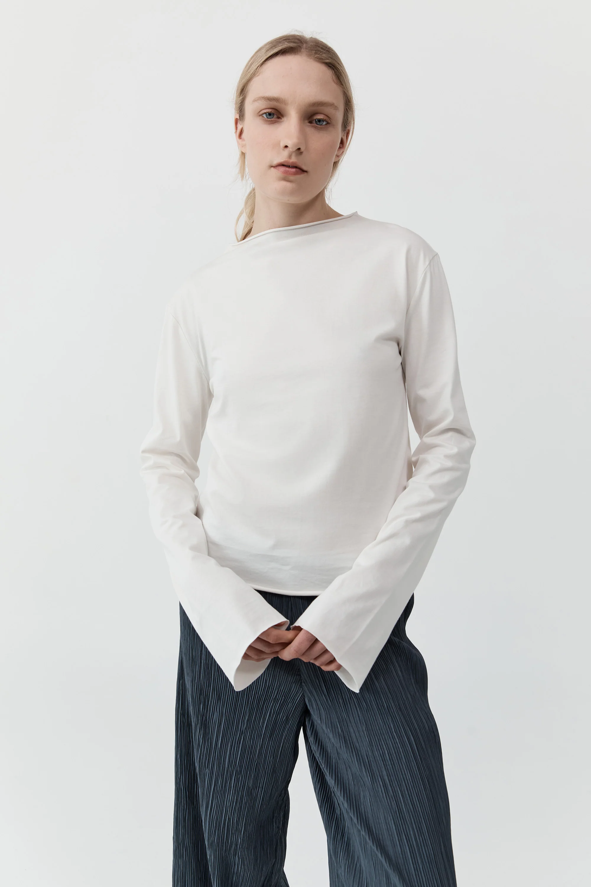 Funnel Neck Long Sleeve - White